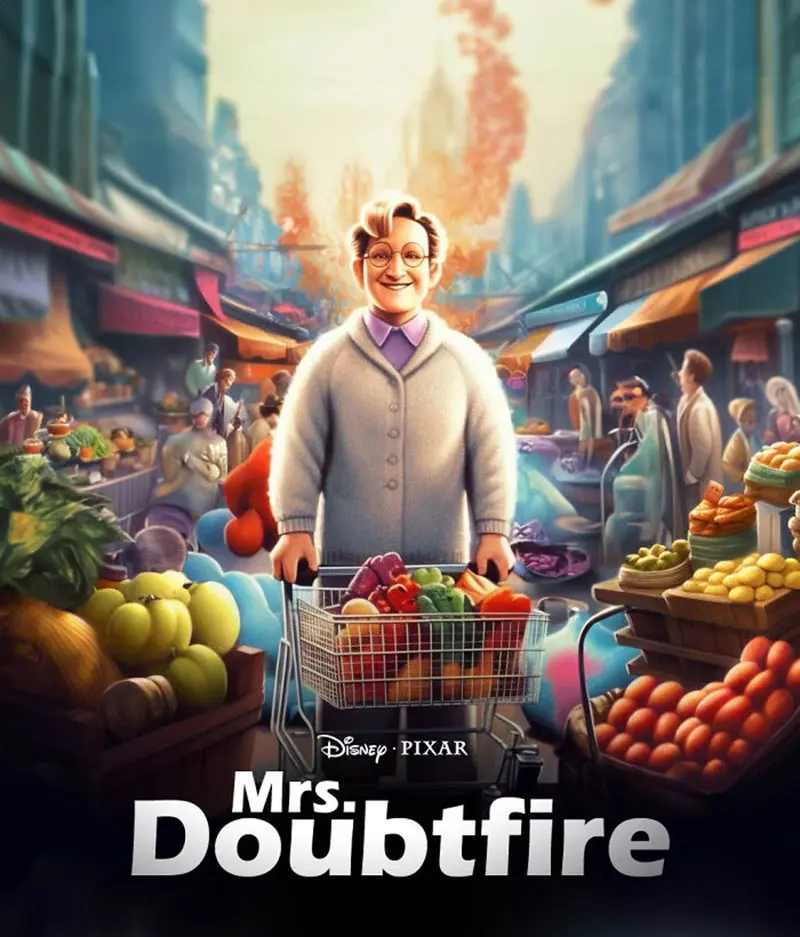 طراحی پوستر فیلم Mrs. Doubtfire  به سبک پیکسار