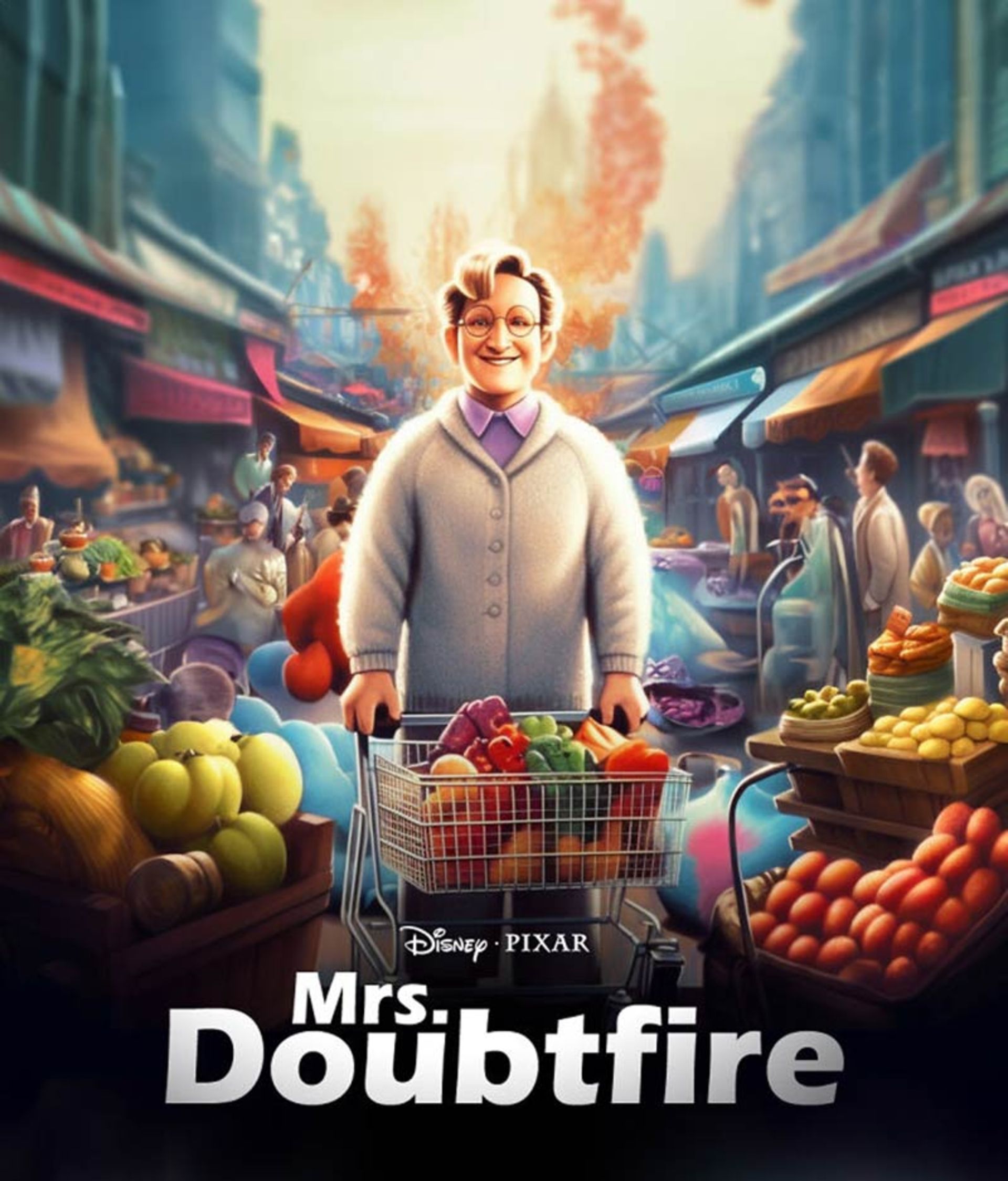 طراحی پوستر فیلم Mrs. Doubtfire  به سبک پیکسار