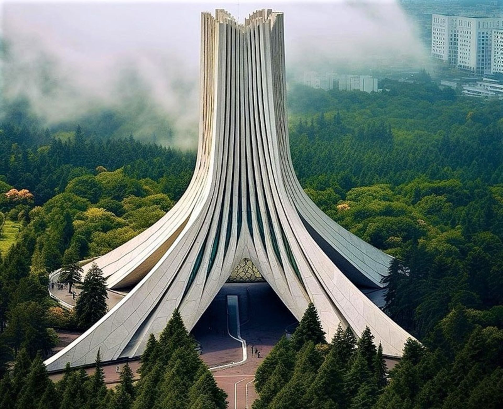 برج آزادی در منطقه ای جنگلی