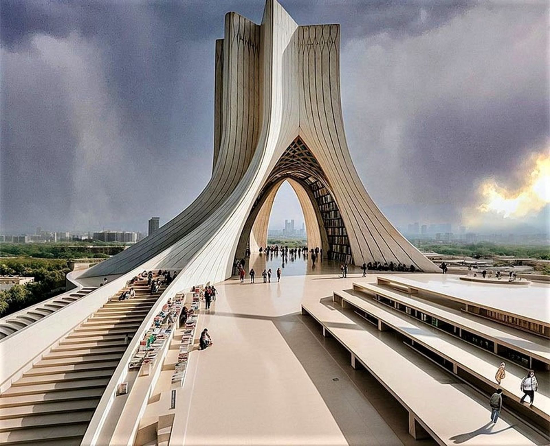 طراحی برج آزادی به شکل کتابخانه با هوش مصنوعی