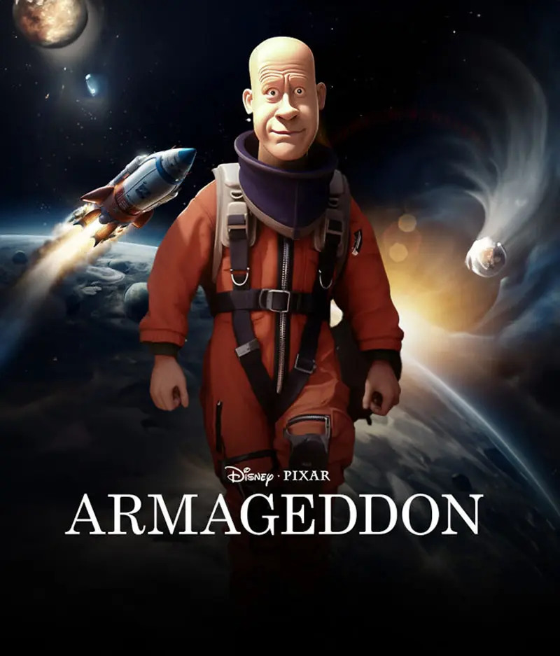 پوستر فیلم Armageddon  به سبک پیکسار
