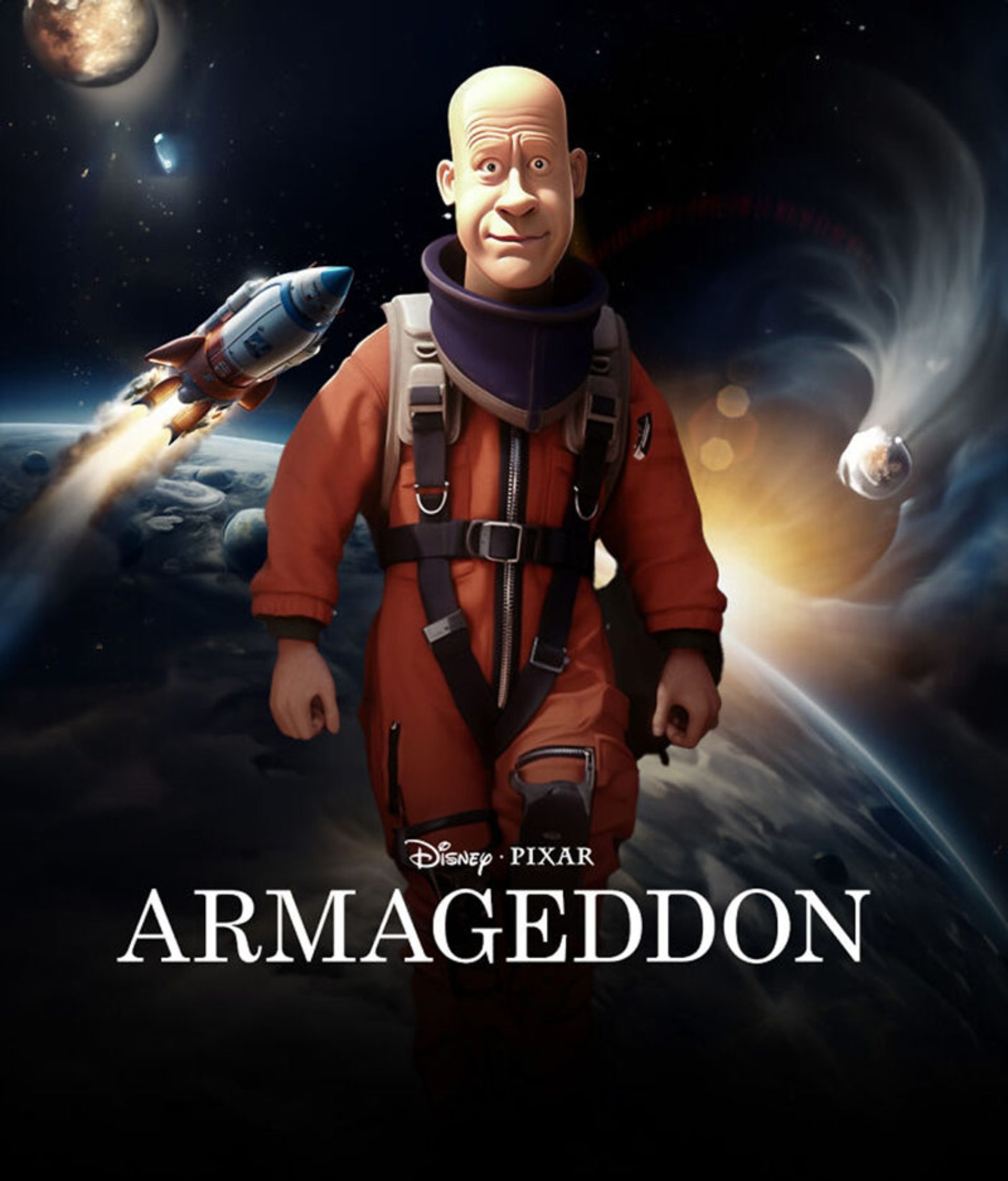 پوستر فیلم Armageddon  به سبک پیکسار