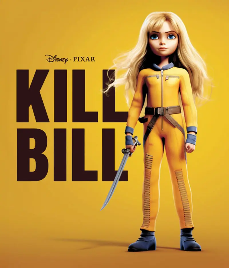طراحی پوستر فیلم  Kill Bill به سبک پیکسار