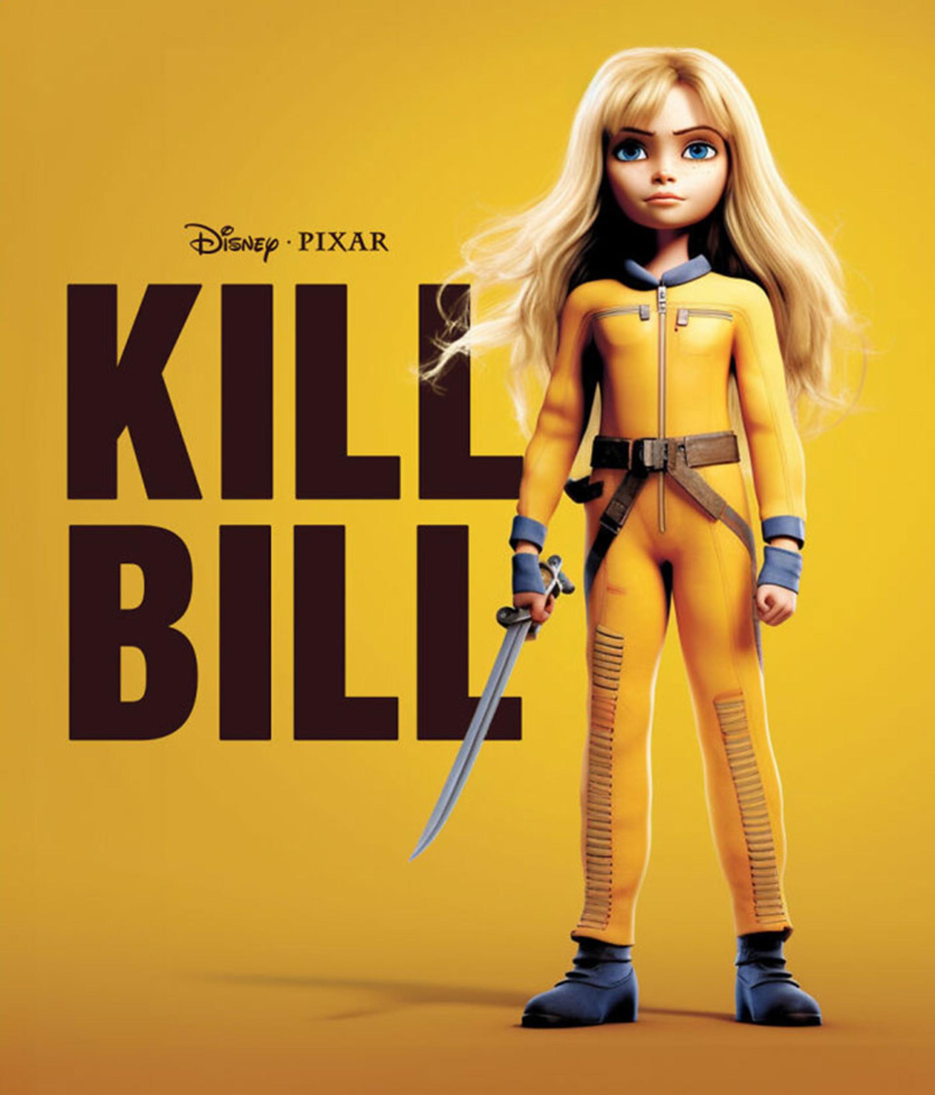 طراحی پوستر فیلم  Kill Bill به سبک پیکسار