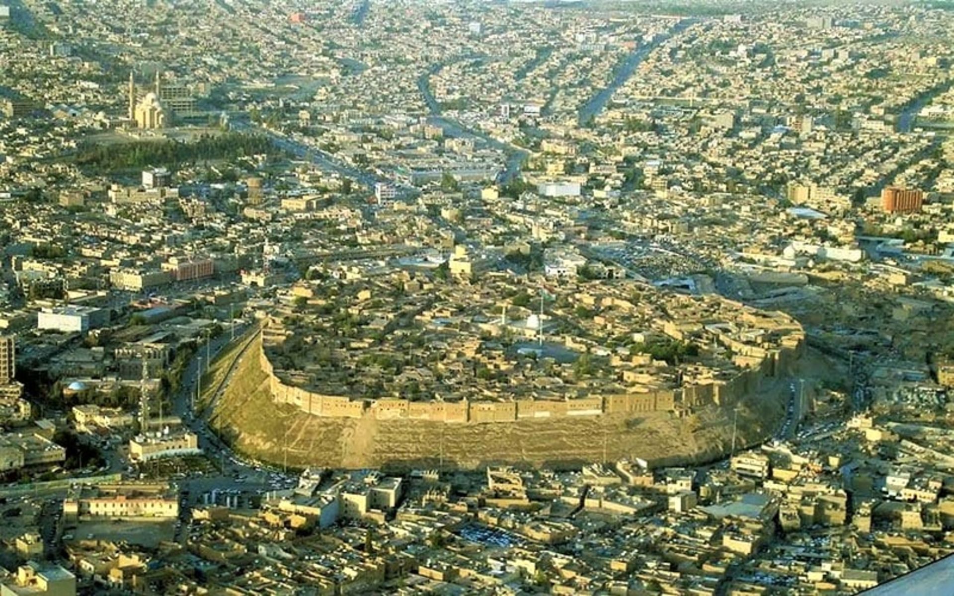 عکس هوایی ارگ اربیل، منبع عکس: thekurdishproject.org، عکاس: ناشناس