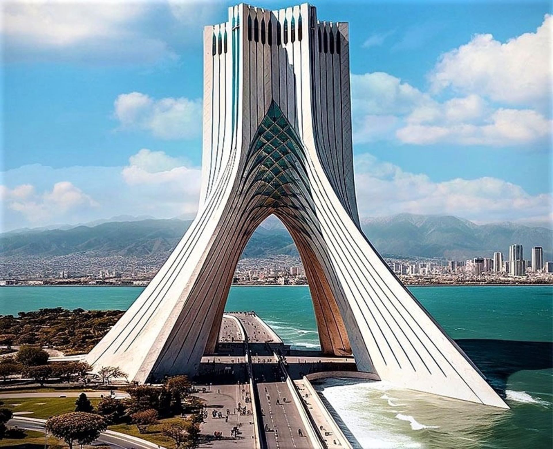 برج آزادی در ساحل دریا