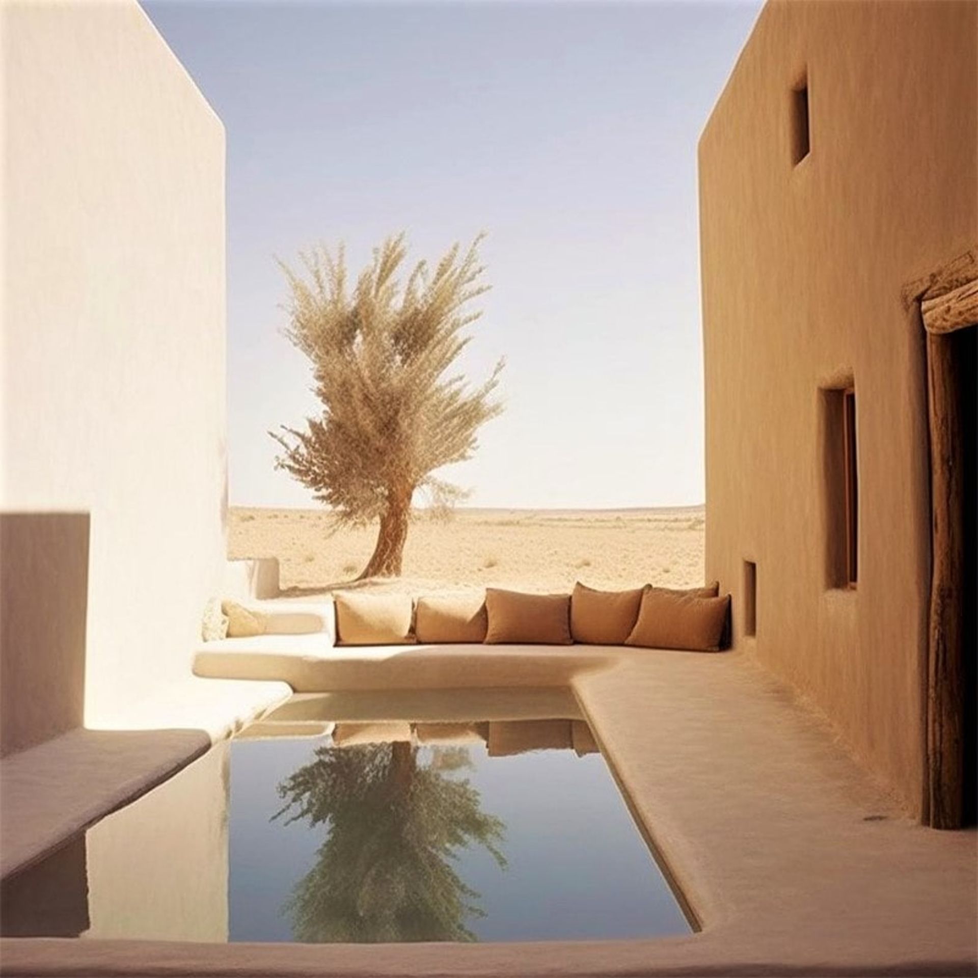 عمارتی خشتی با حوضچه آب در کویر تربت جام