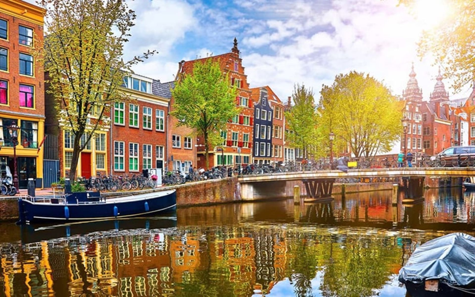 فضای سرسبز و رودخانه در شهر آمستردام