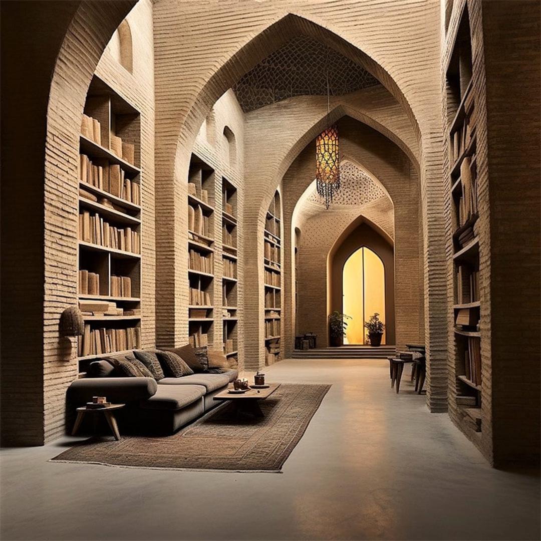 کتابخانه‌ای در عمارتی خشتی در کرمانشاه