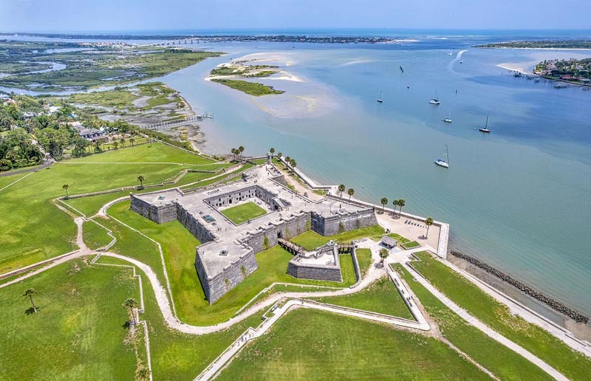 عکس هوایی از بنای یادبود ملی Castillo de San Marcos در فلوریدا آمریکا