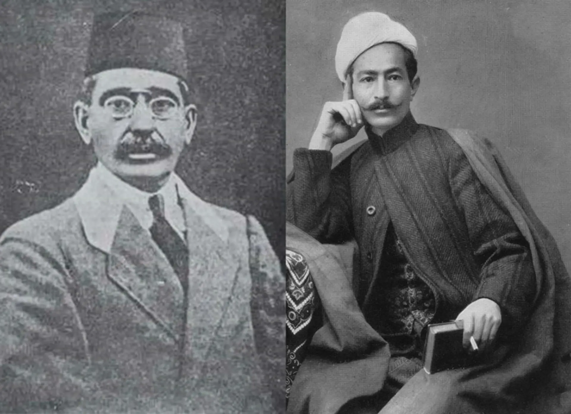 عارف قزوینی و ایرج میرزا؛ منبع عکس‌ها: ویکی‌مدیا، ایرنا؛ عکاس: نامشخص