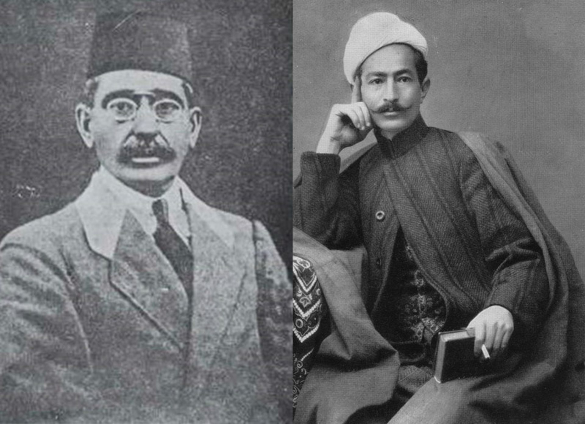 عارف قزوینی و ایرج میرزا؛ منبع عکس‌ها: ویکی‌مدیا، ایرنا؛ عکاس: نامشخص