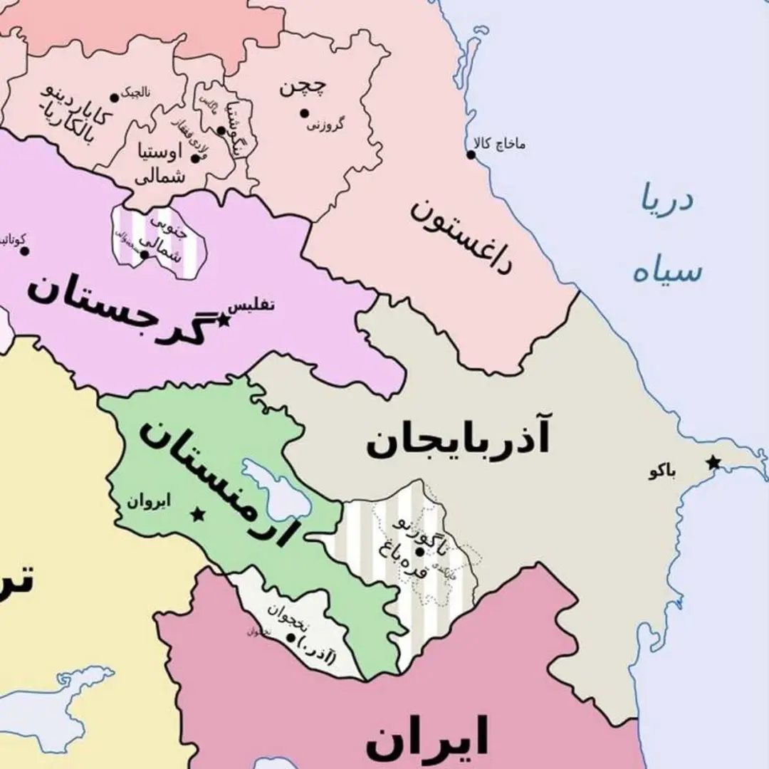 ارمنستان و ایران روی نقشه جهان