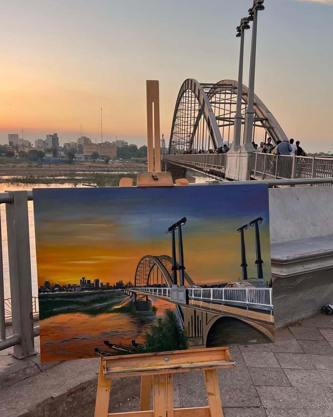 نقاشی از پل سفید اهواز