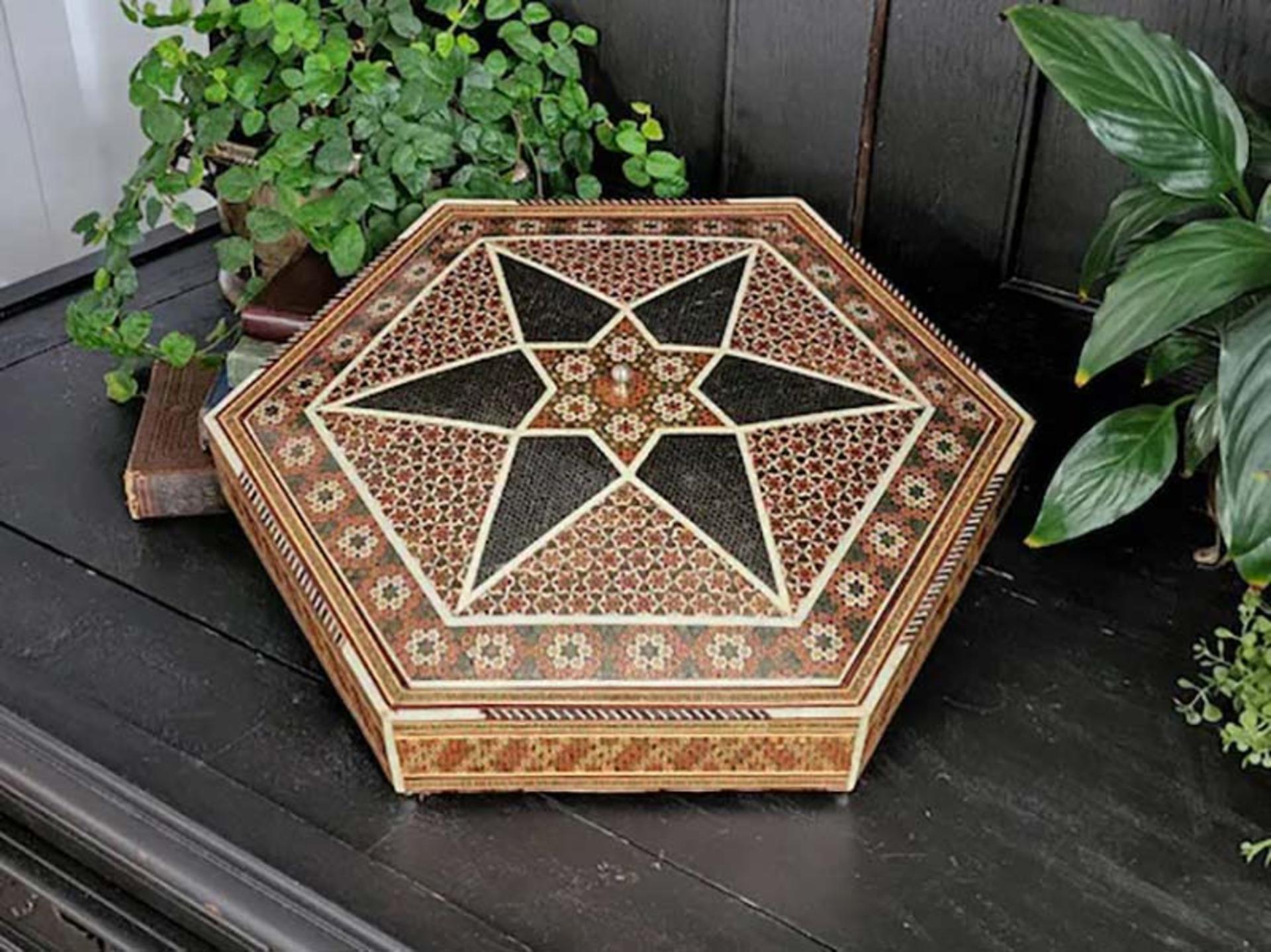 جعبه خاتم کاری شده چند ضلعی 