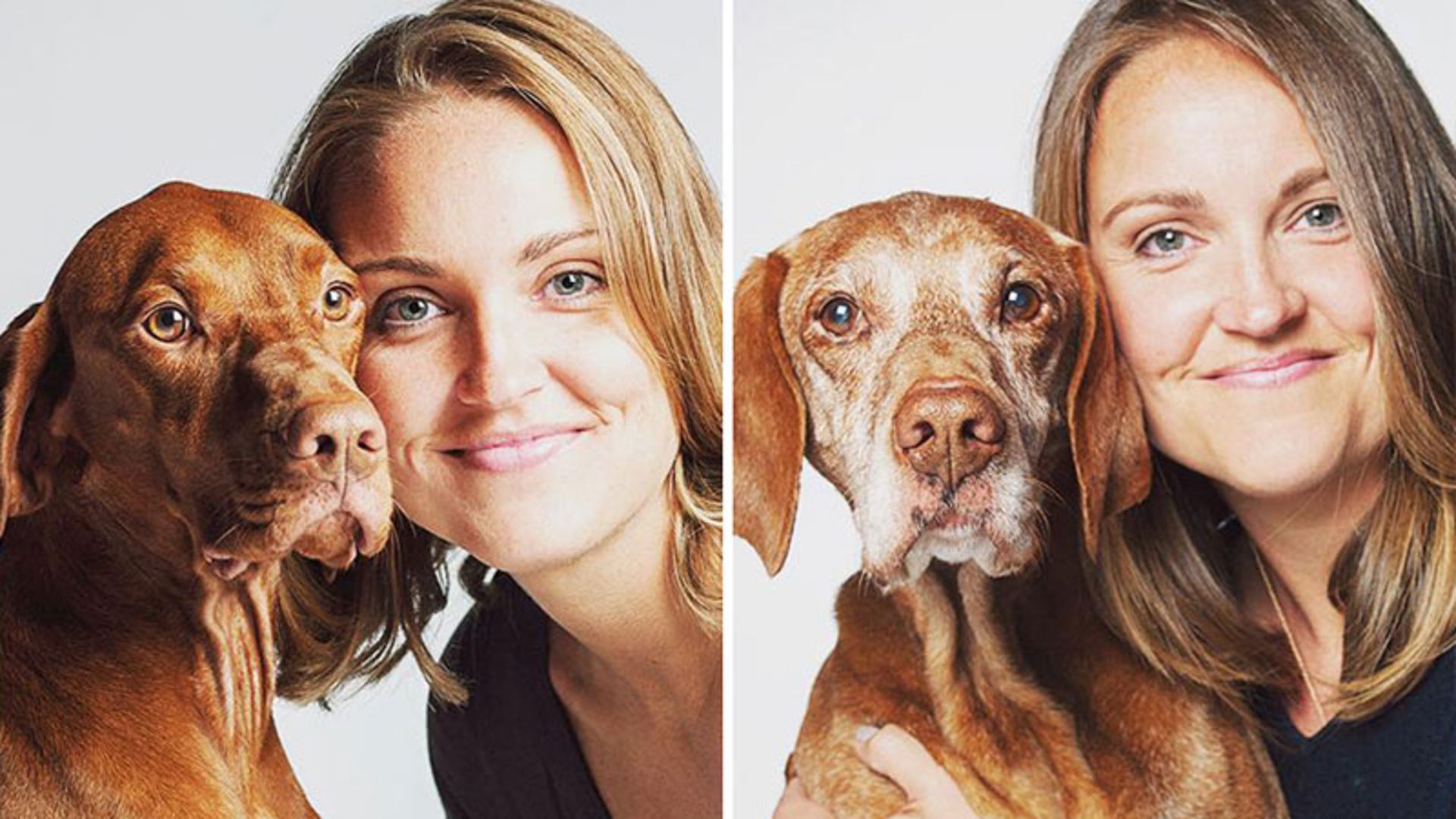 تصویر زنی همراه با سگش