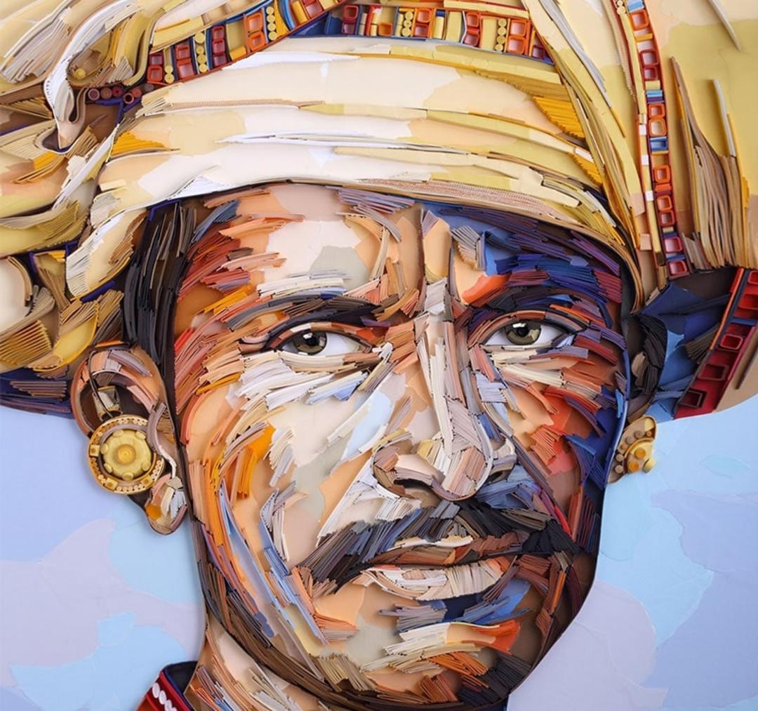 تابلوی یک مرد با کاغذ رنگی
