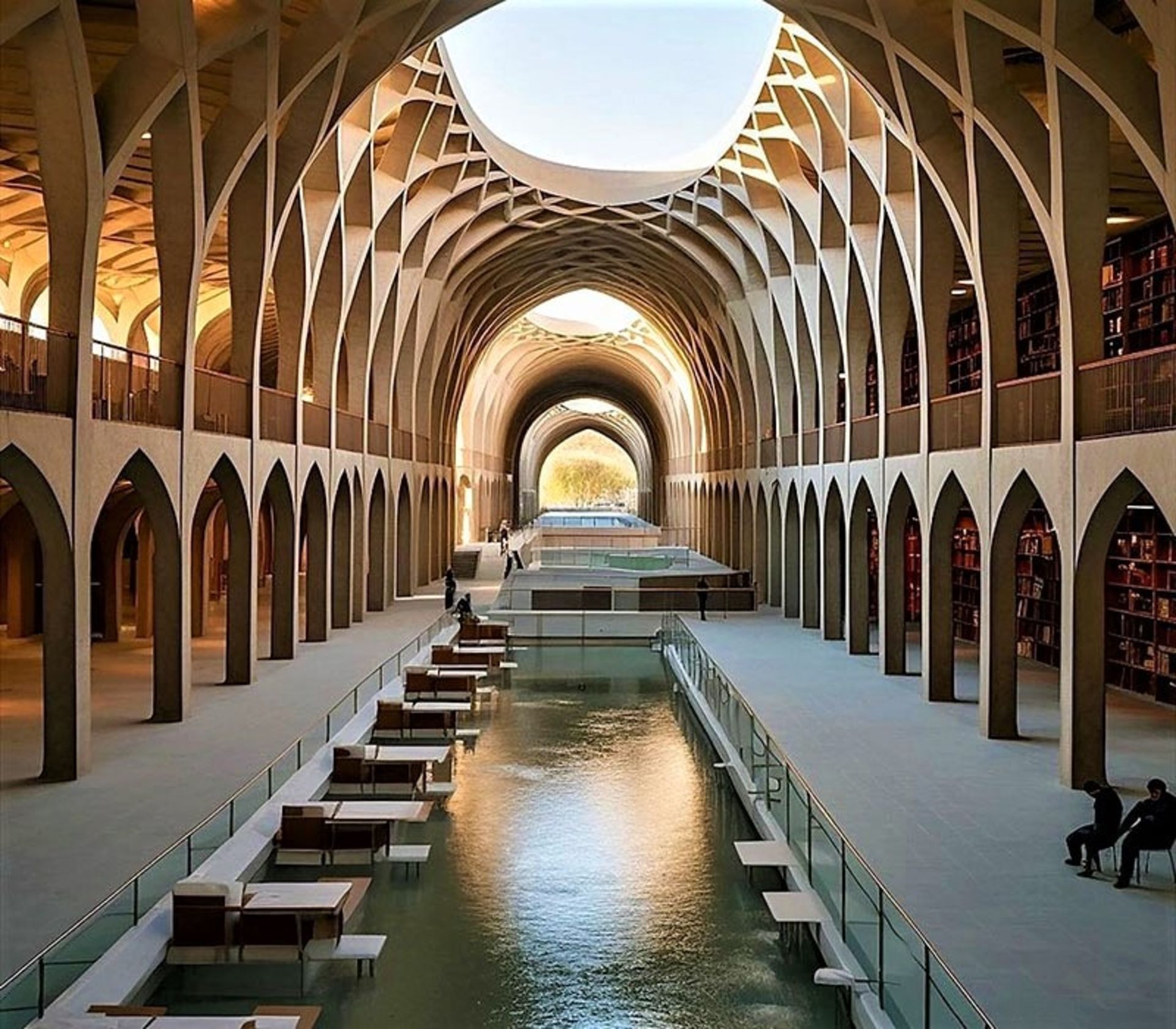 استفاده از معماری پل خواجو در یک کتابخانه