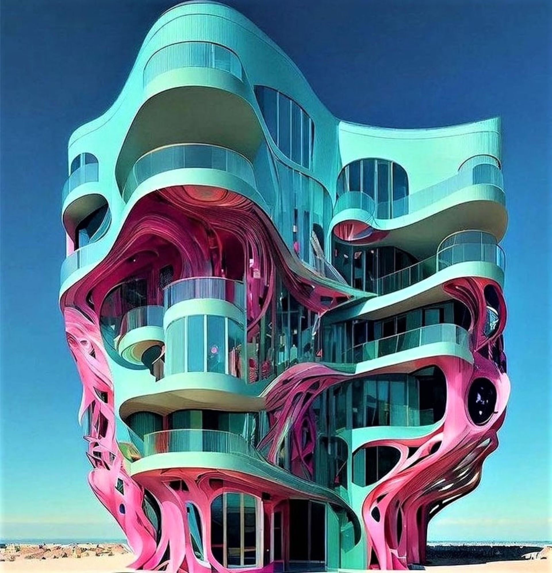معماری متفاوت و رنگی یک ساختمان