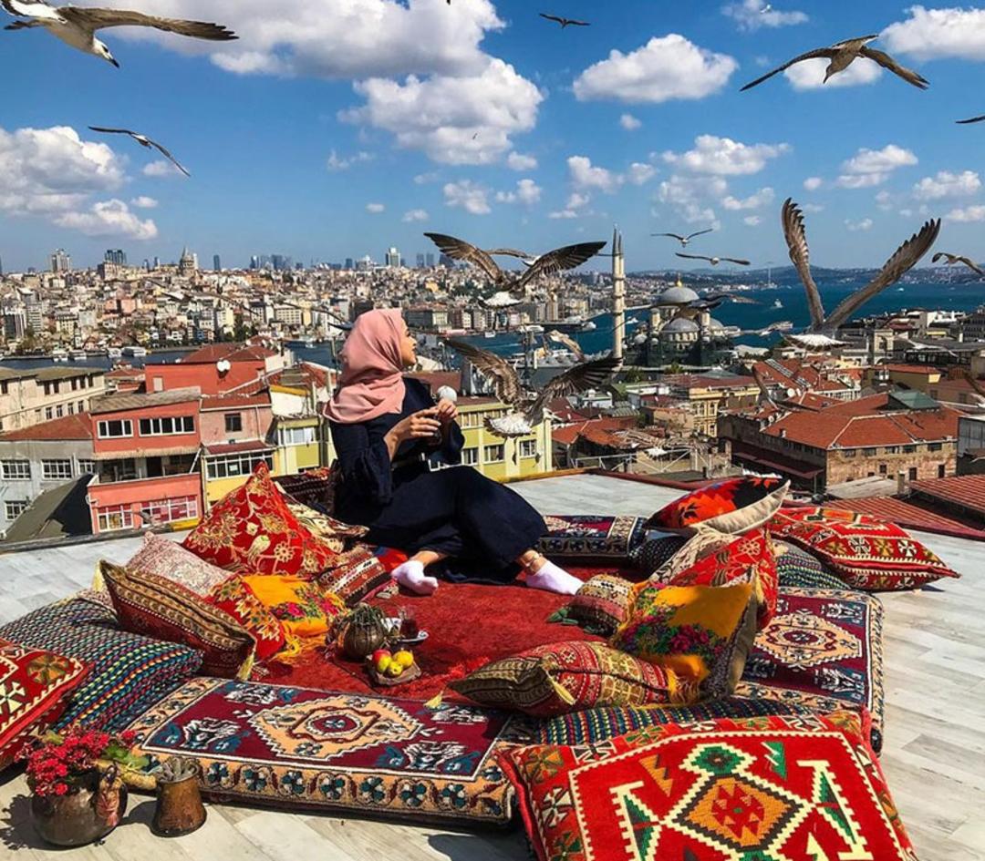 پرواز پرنده ها در  قبه استانبول، منبع عکس: pinterest.com، عکاس: ناشناس