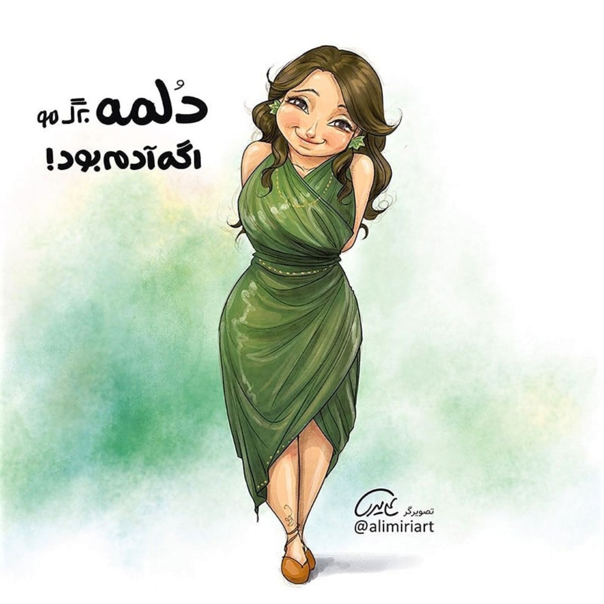 دلمه برگ مو به شکل زنی جوان