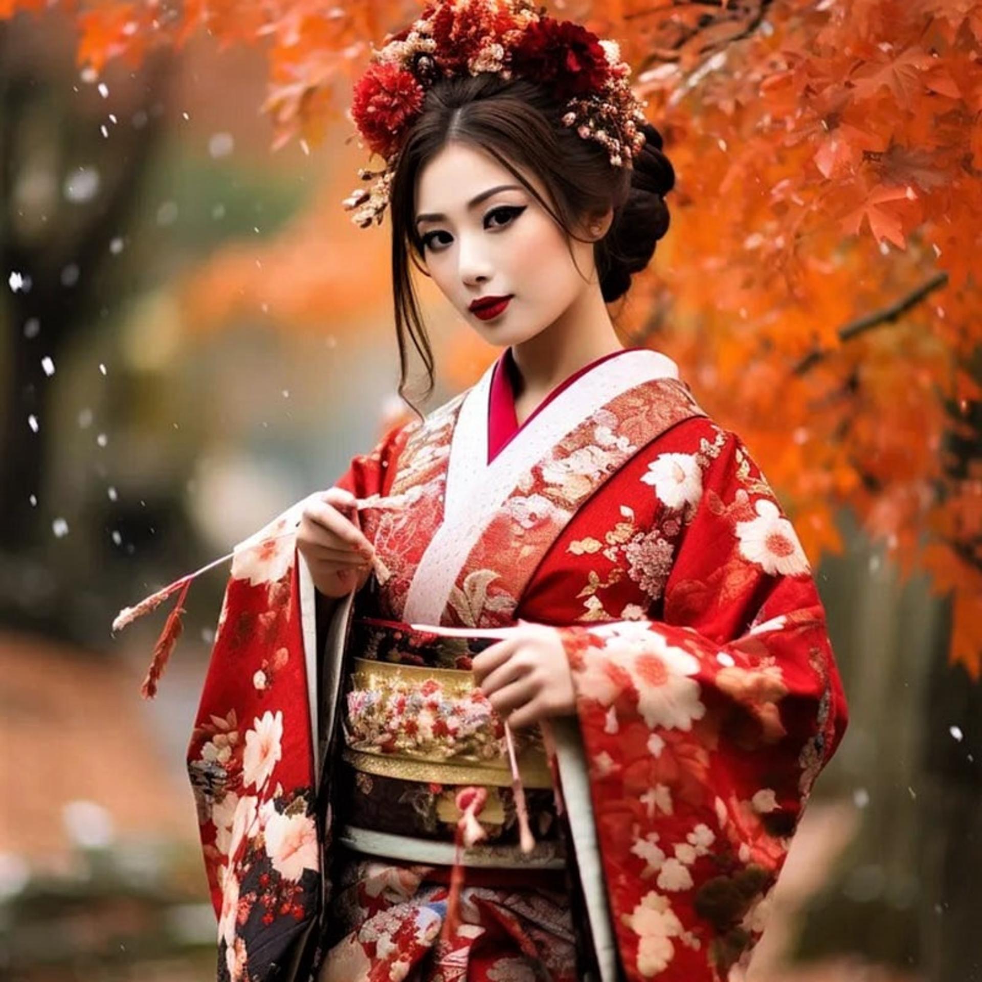 زن ژاپنی با لباس سنتی