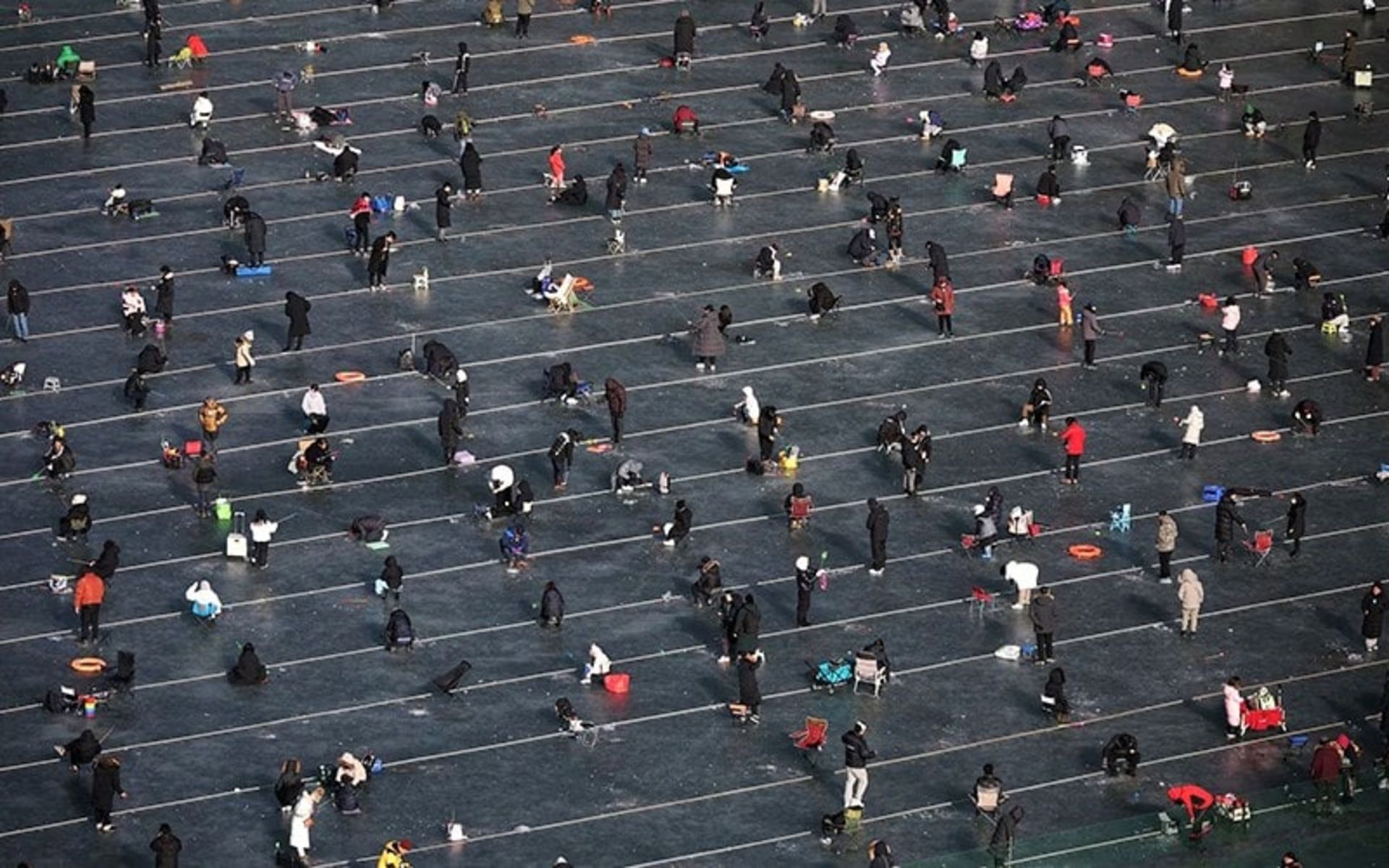 ماهیگیری از روی یخ در کره جنوبی