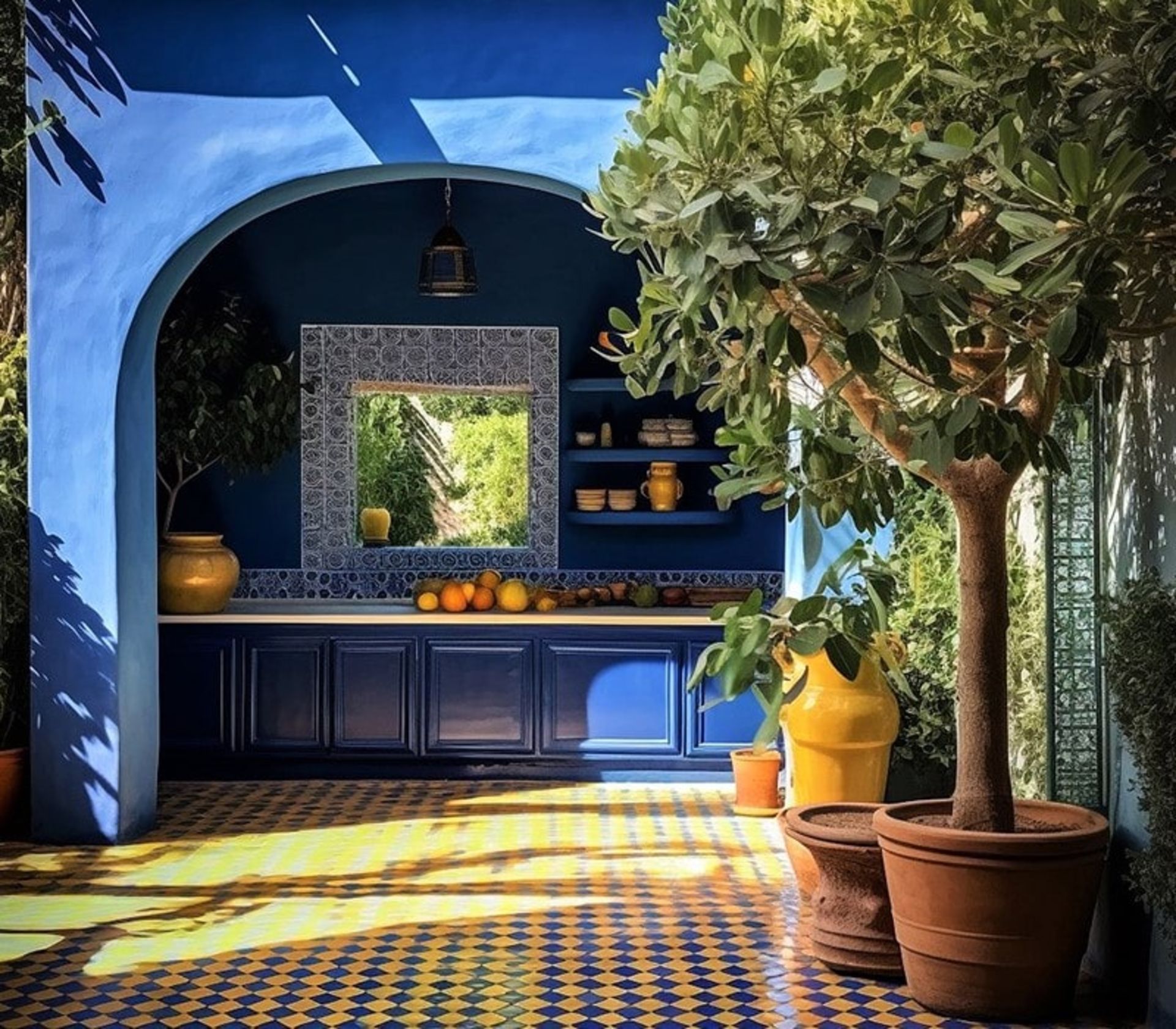 دکوراسیون آبی رنگ عمارت طبس