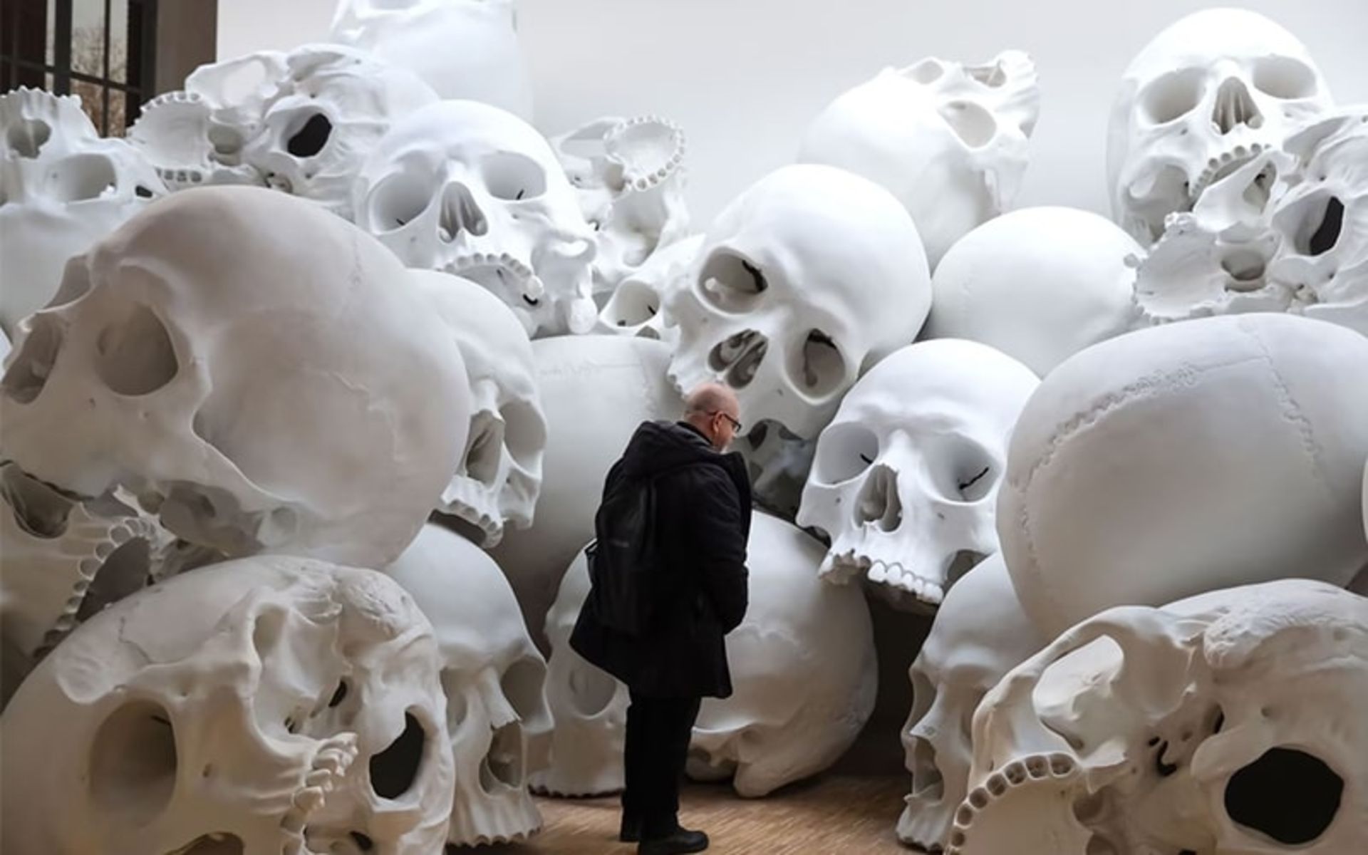 تعداد زیادی جمجمه انسان در ابعاد بزرگ