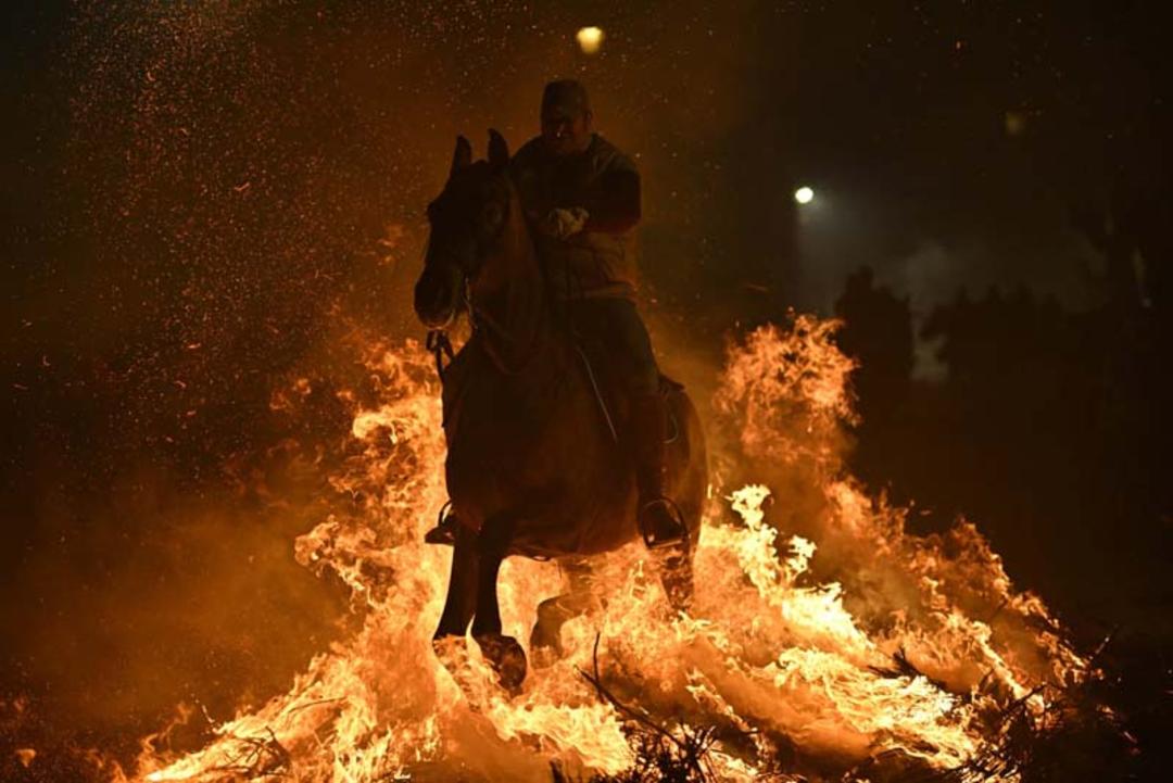 عبور از آتش در طول جشنواره سالانه لاس لومیناریاس (Las Luminarias festival) اسپانیا