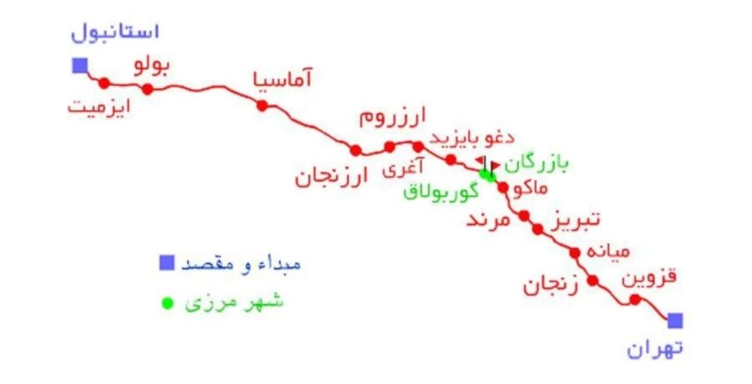 مسیر زمینی تهران تا استانبول؛ منبع عکس: yoshazirlik-group.com. عکاس: نامشخص