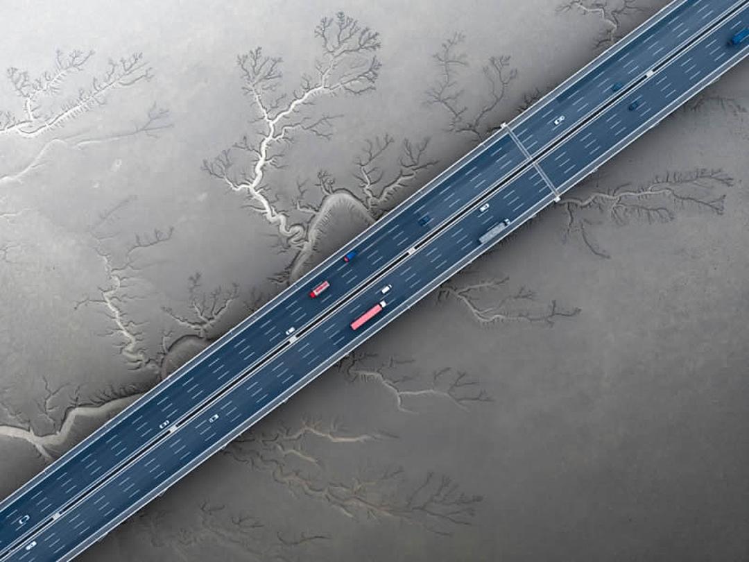 عکس هوایی پل شهری جیاشائو (Jiashao Bridge)؛ عکاس: Sheng Jiang