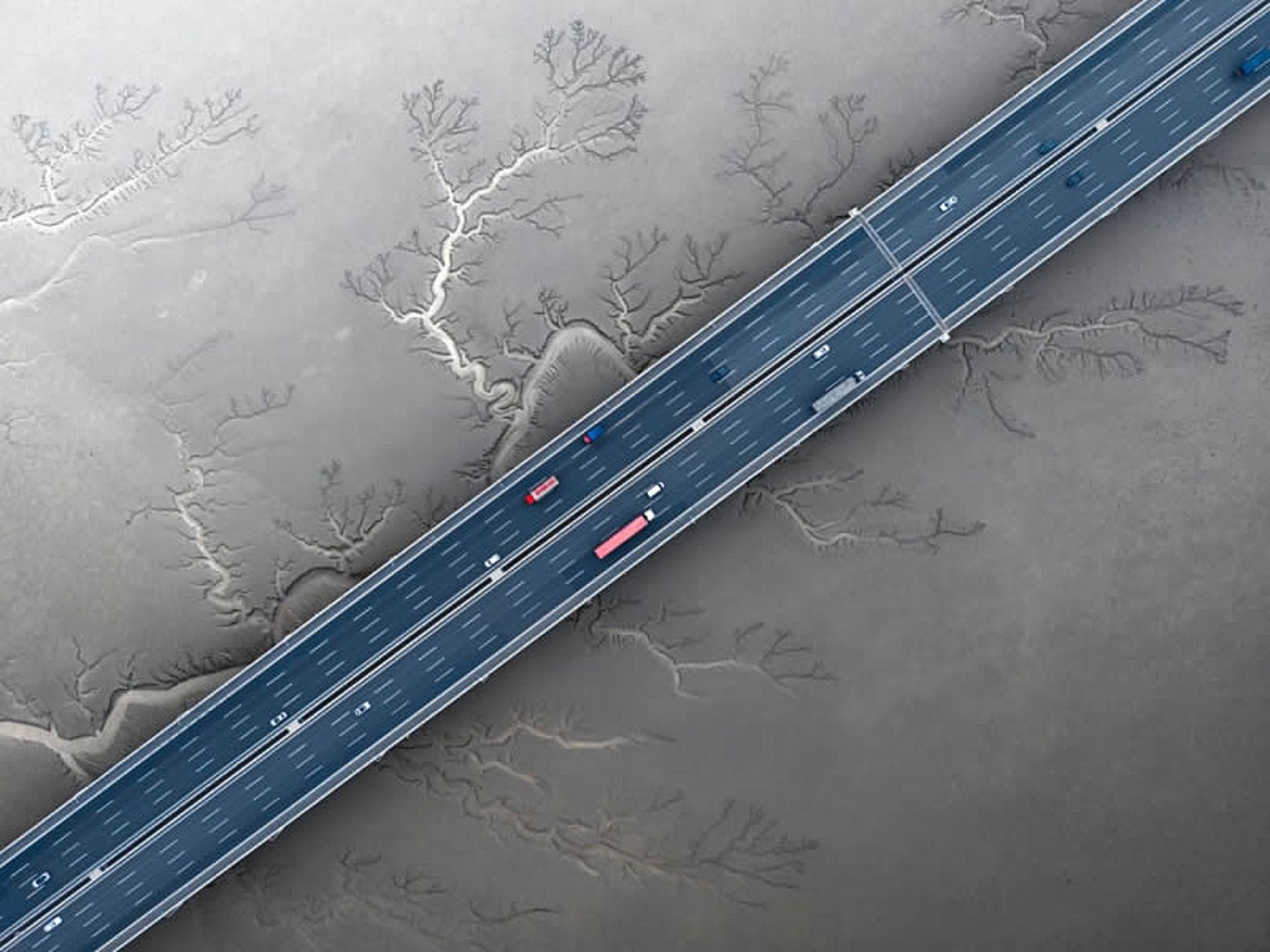 عکس هوایی پل شهری جیاشائو (Jiashao Bridge)؛ عکاس: Sheng Jiang