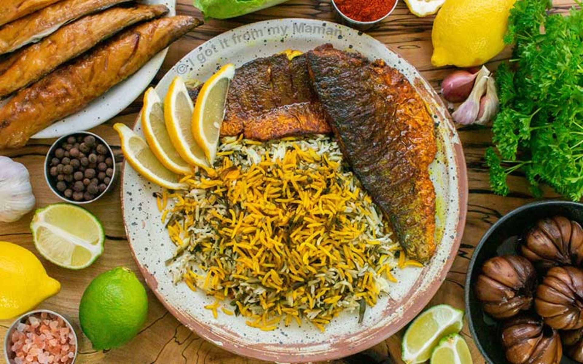 سبزی پلو با ماهی و نارنج