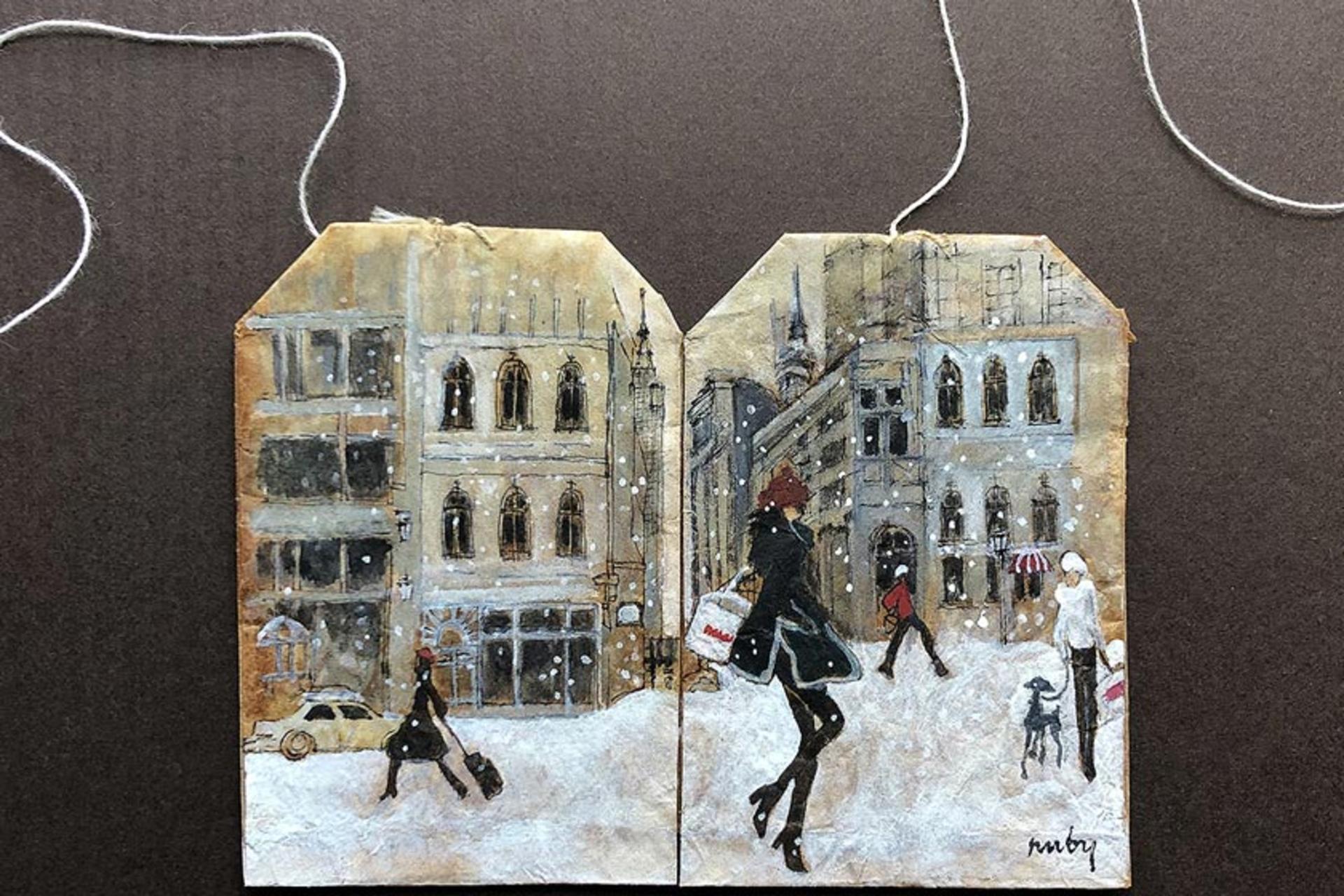 نقاشی خیابان برفی روی تی بگ