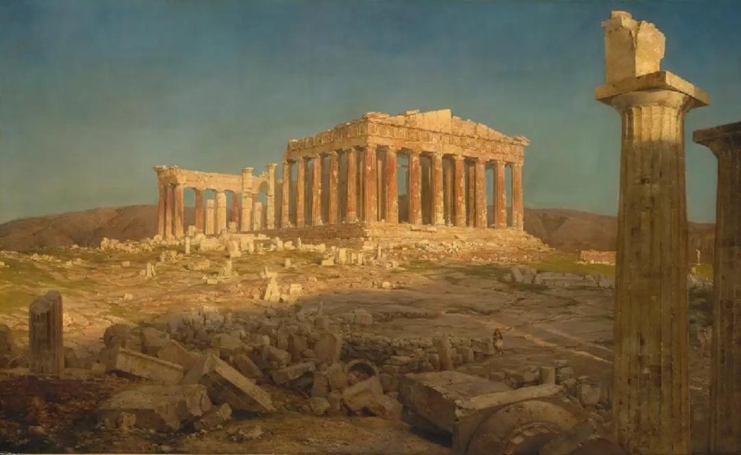 ویرانه‌های پارتنون در آکروپولیس آتن؛ منبع عکس: TheCollector، نقاش: Frederic Edwin Church