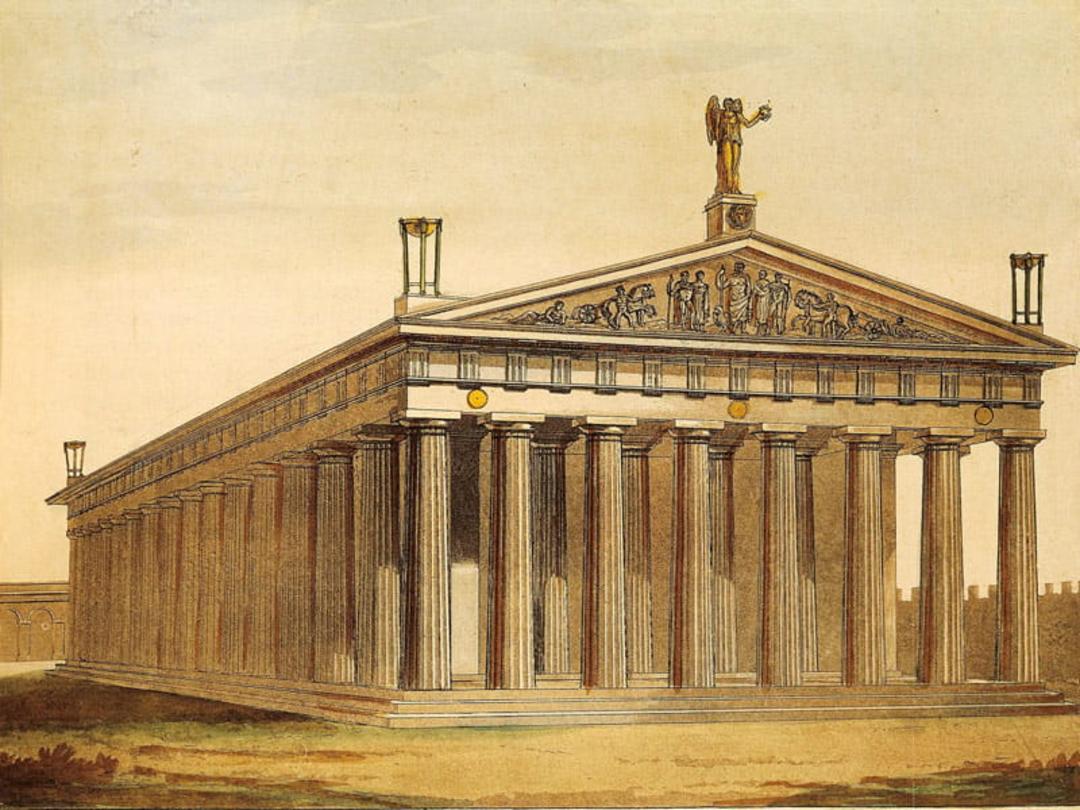 ساخت پارتنون؛ منبع عکس: history.com، عکاس: نامشخص