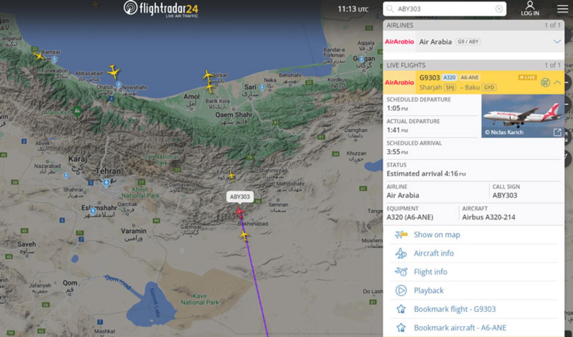 ردیابی پرواز در flightradar24