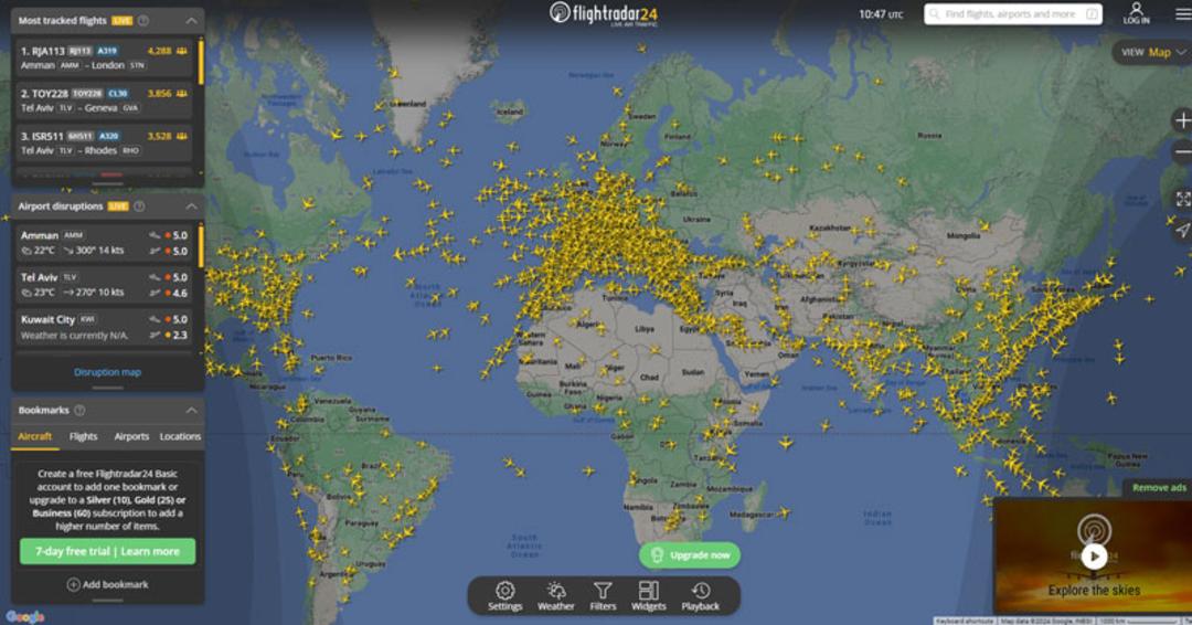 صفحه کلی flightradar24