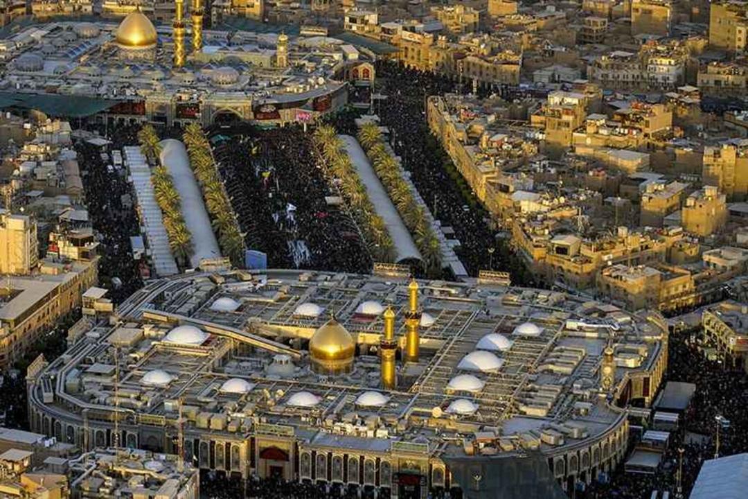 تصویر هوایی از حرم امام حسین (ع) و حضرت ابوالفضل (ع)