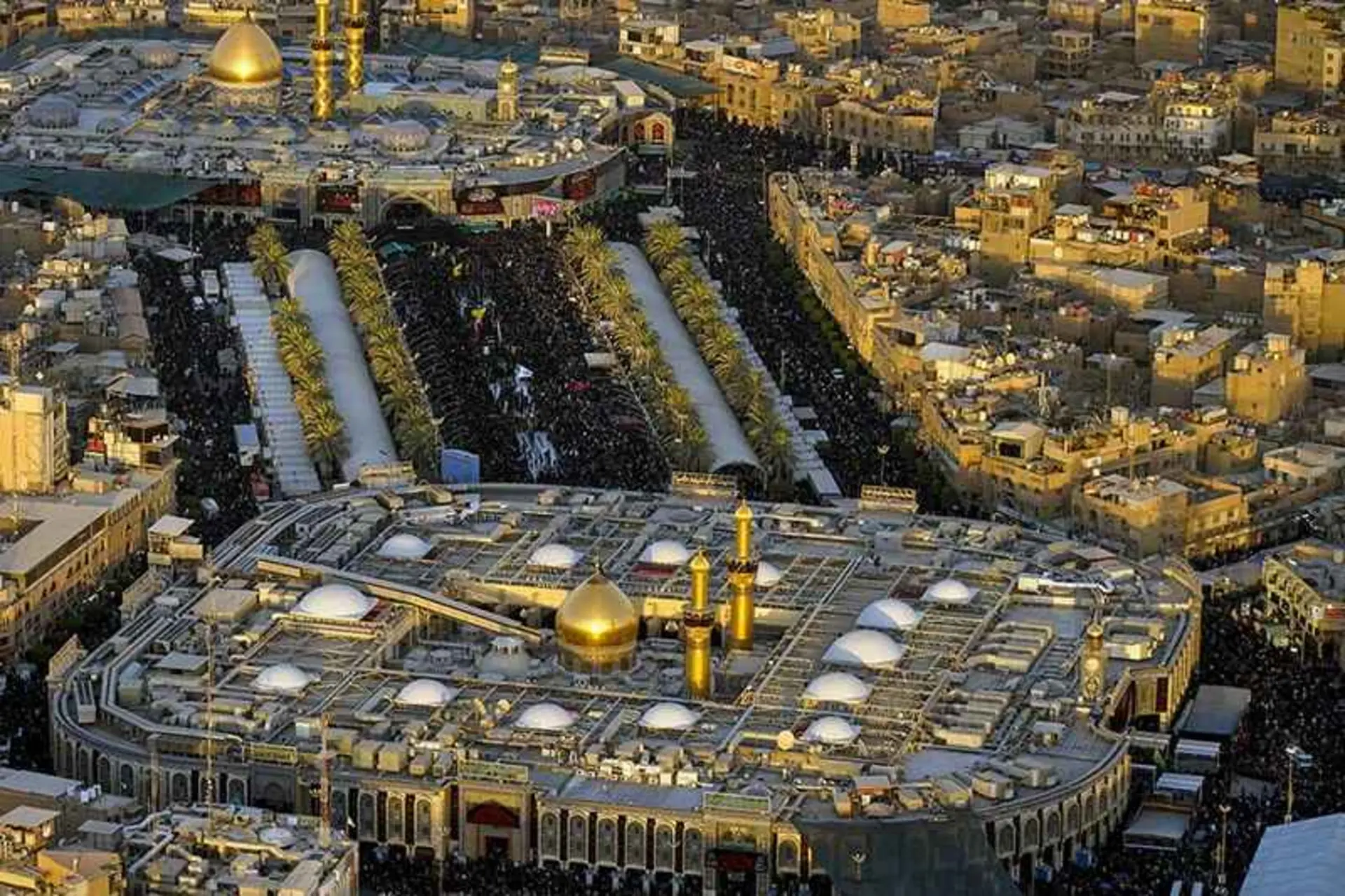 تصویر هوایی از حرم امام حسین (ع) و حضرت ابوالفضل (ع)