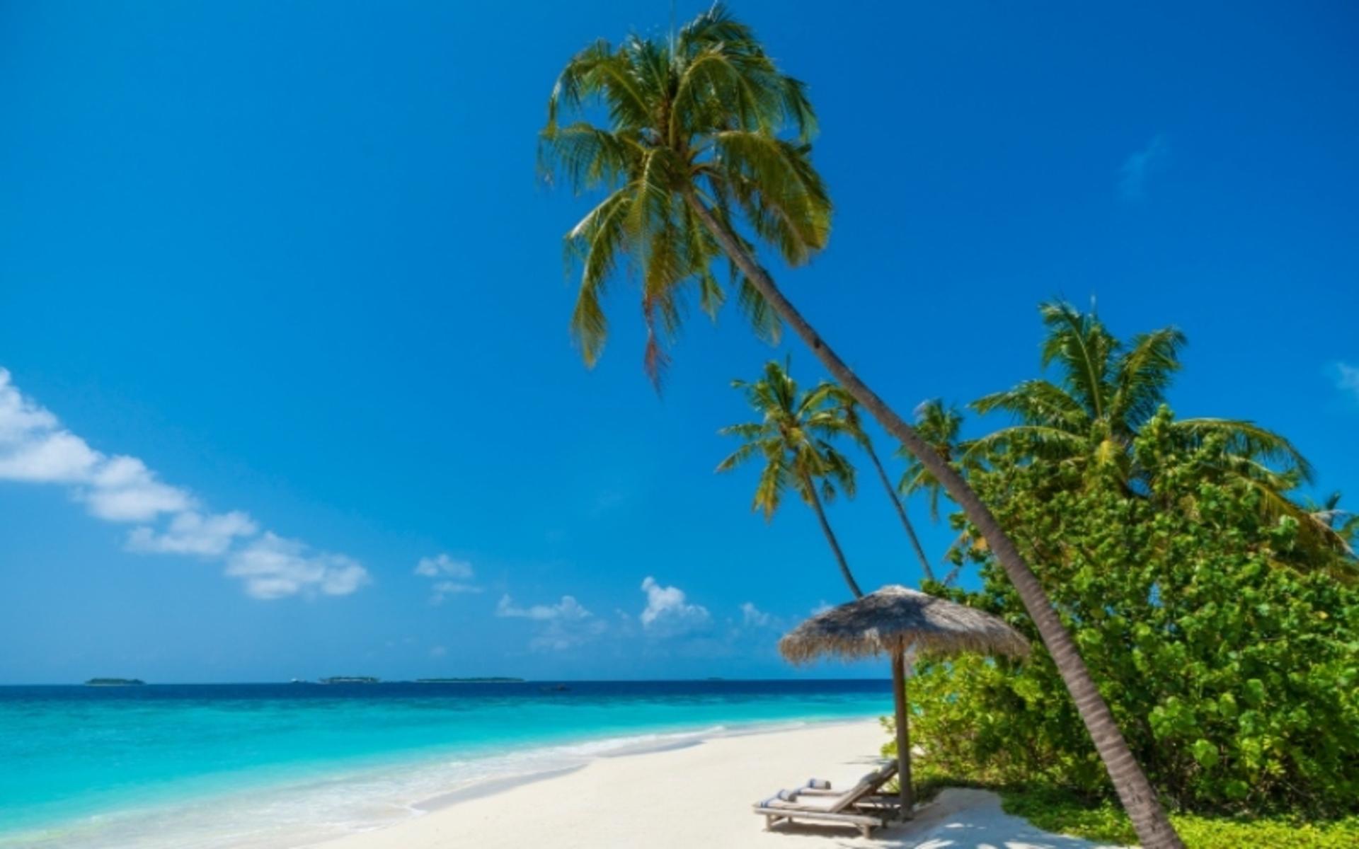جزیره با آتول با آسمانی آبی؛ منبع عکس: سایت www.milaidhoo.com. عکاس: نامشخص