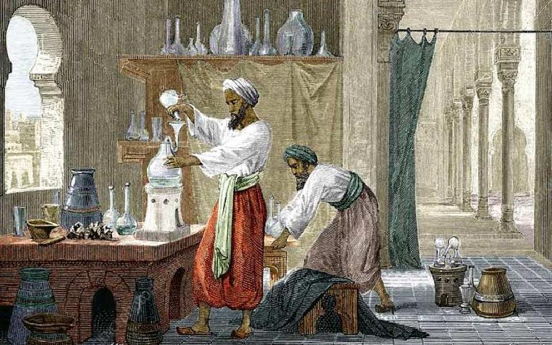 زکریای رازی در آزمایشگاه 