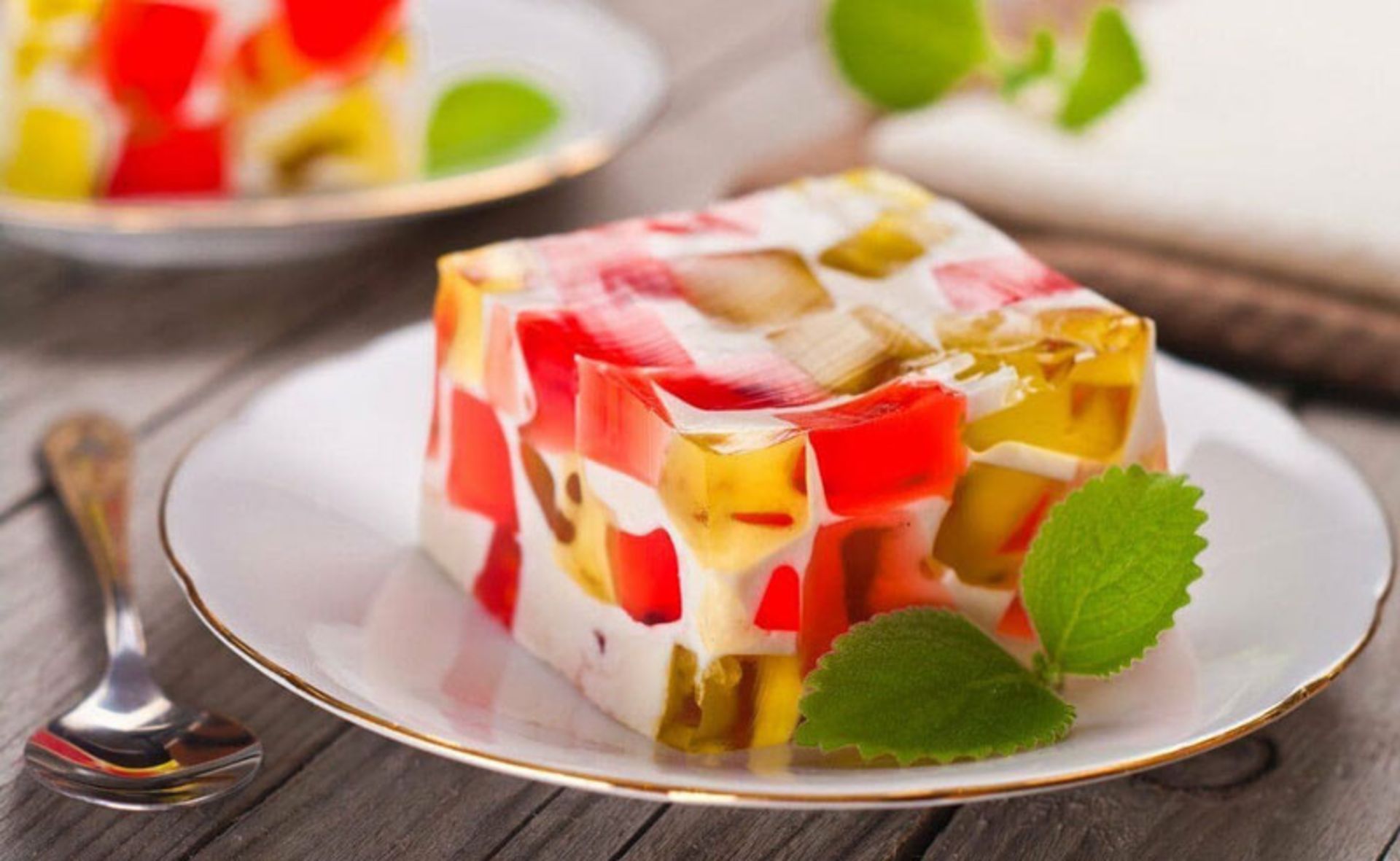 ژله بستنی خرده شیشه با تزیین نعنا؛ منبع عکس: وب سایت 