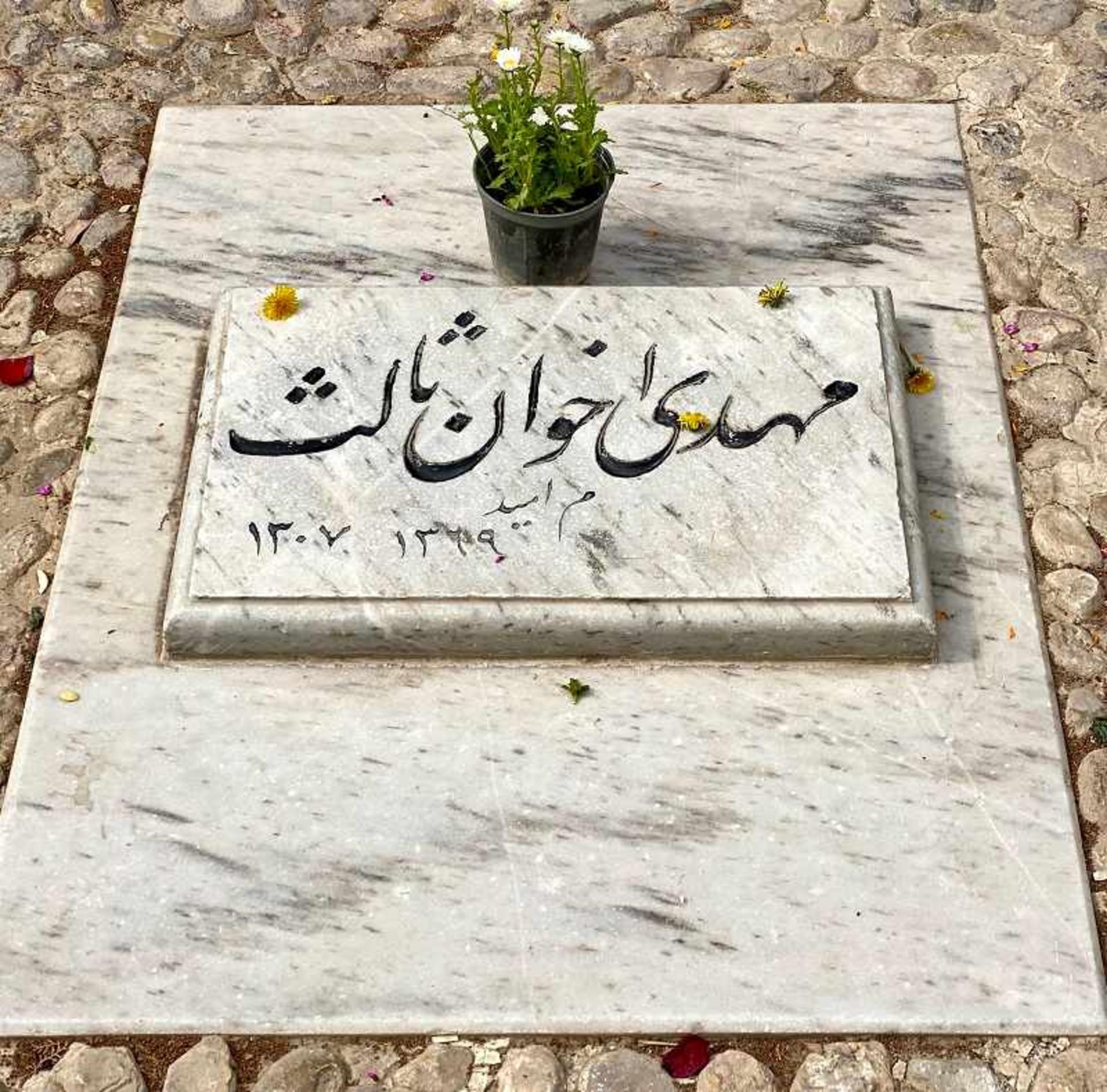 قبر مهدی اخوان ثالث در باغ آرامگاه فردوسی؛ منبع عکس: گوگل مپ؛ عکاس: Kia S