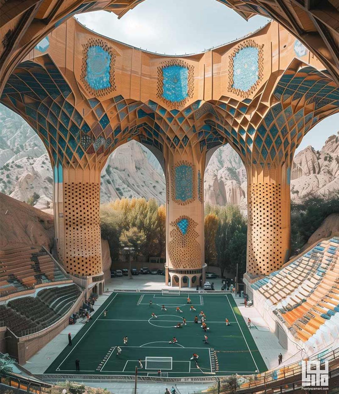 معماری ایرانی در استادیوم بزرگ فوتبال