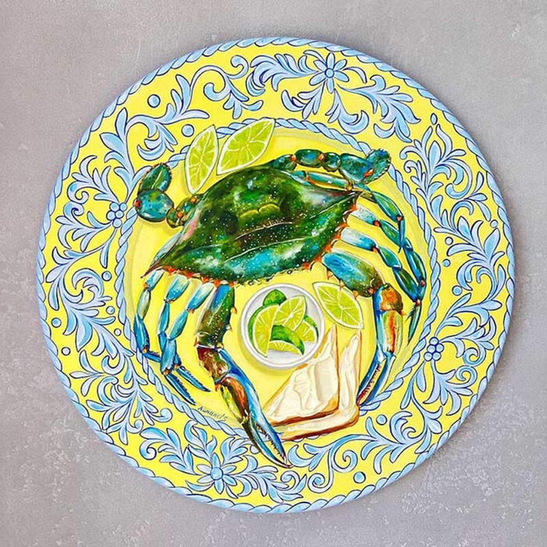 غذای دریایی نقاشی شده در بشقاب