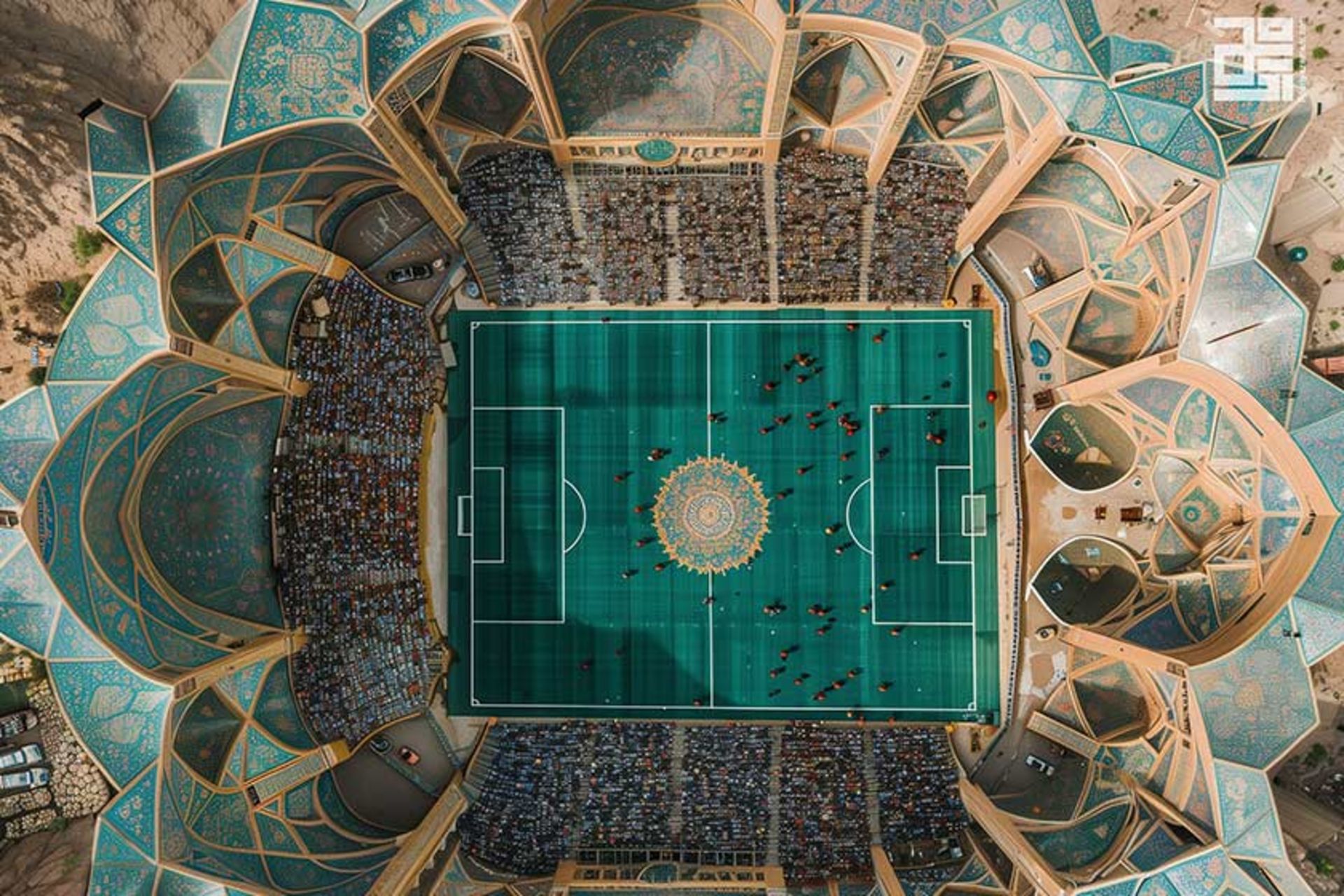 زمین فوتبال با معماری ایرانی