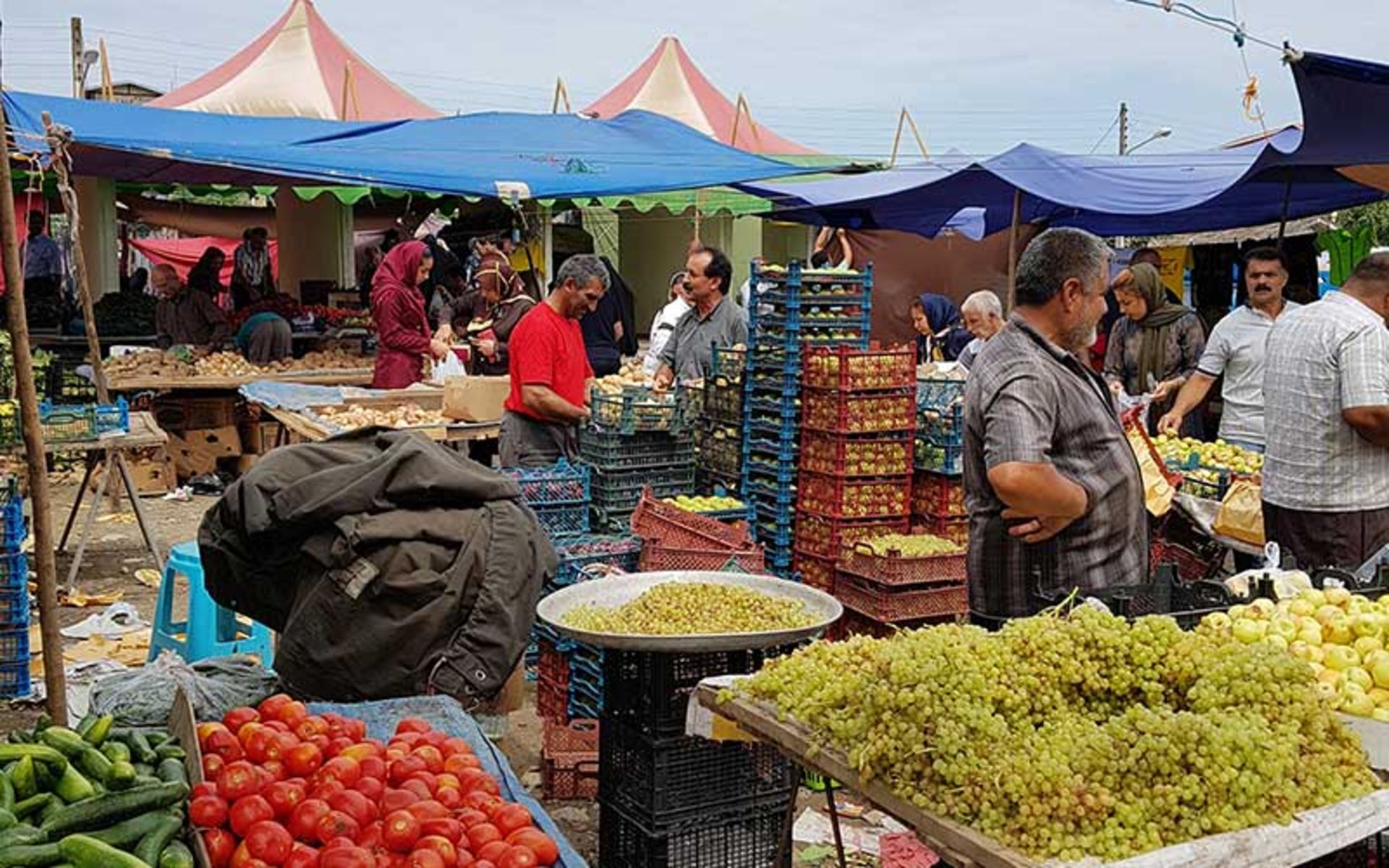 فروش میوه در پنجشنبه بازار کلاچای، منبع عکس: گوگل مپ، عکاس: بهنام صمدی