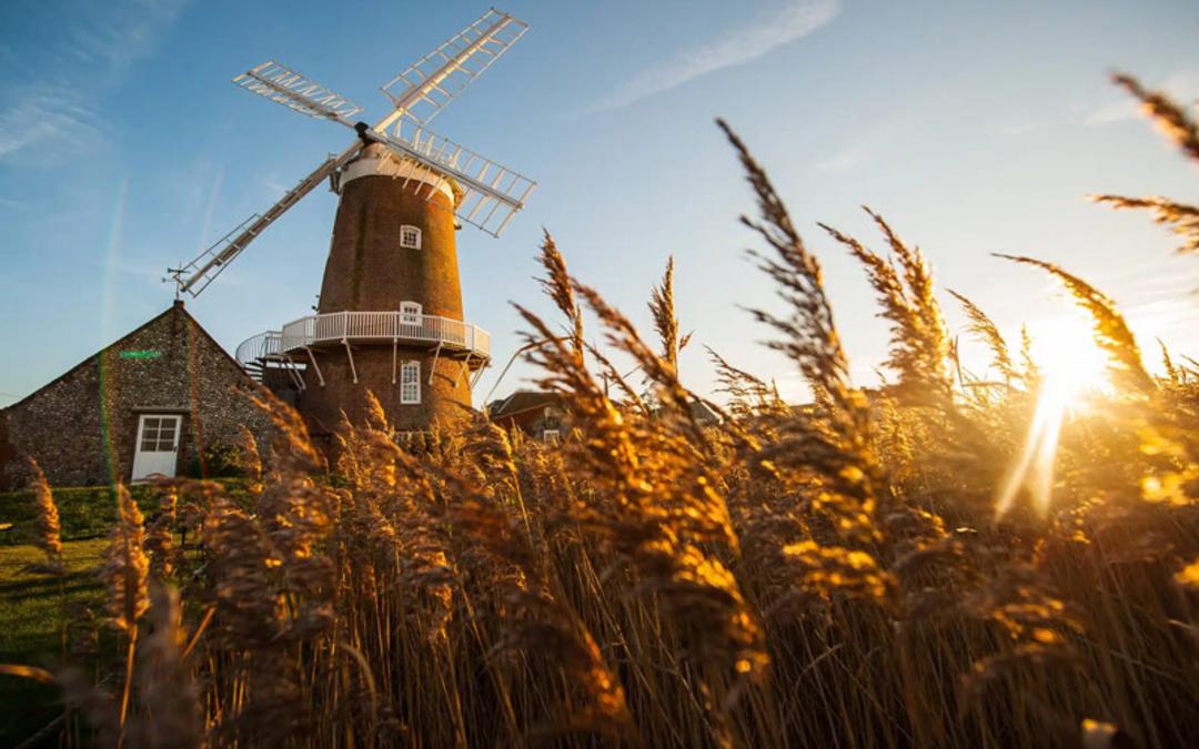 گندمزار و هتل کلی ویندمیل انگلستان؛ منبع عکس: cleywindmill.co.uk، عکاس: نامشخص